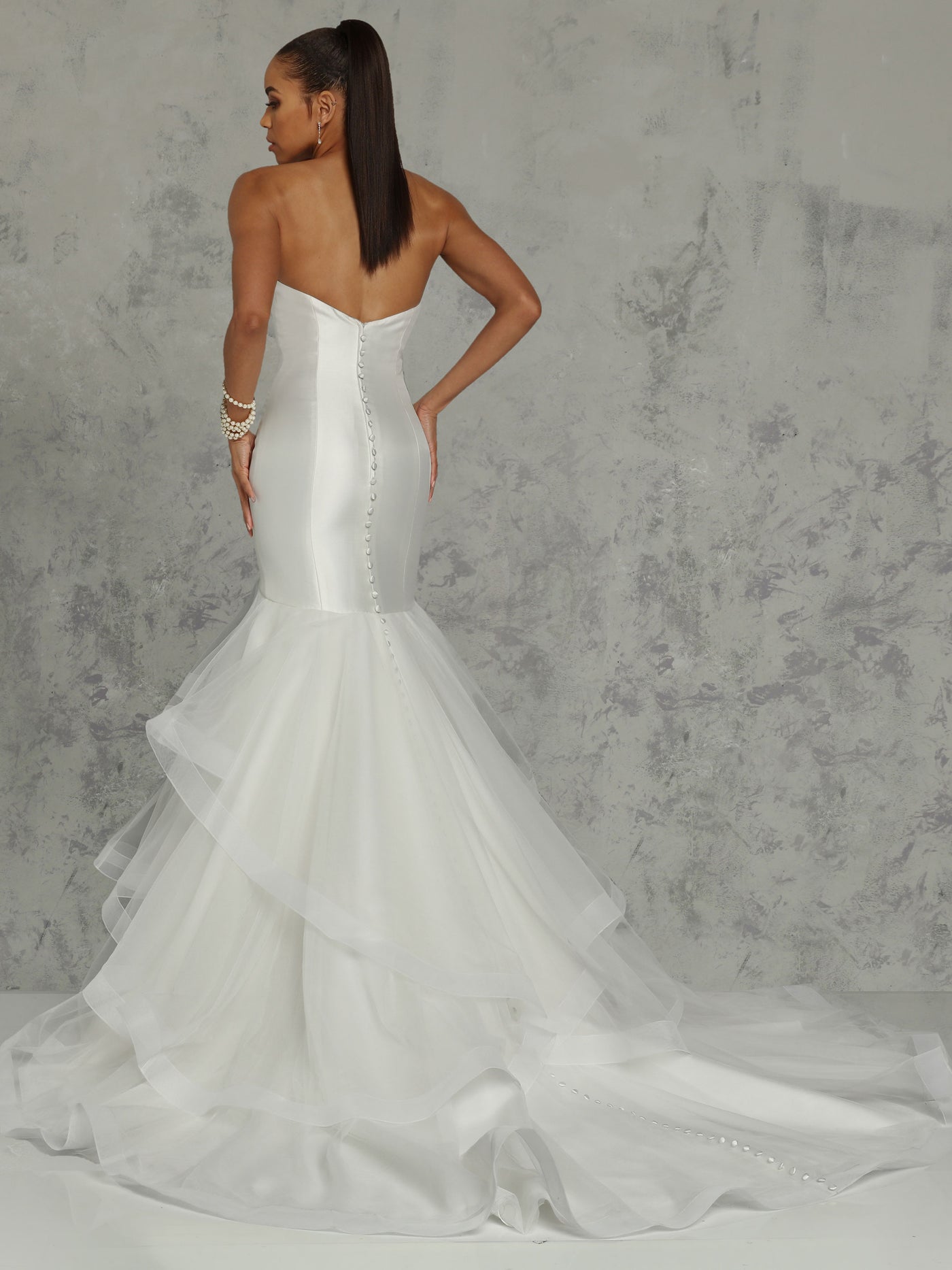 TH-Natalie - Mikado Mermaid Wedding Dress with Tiered Tulle Skirt