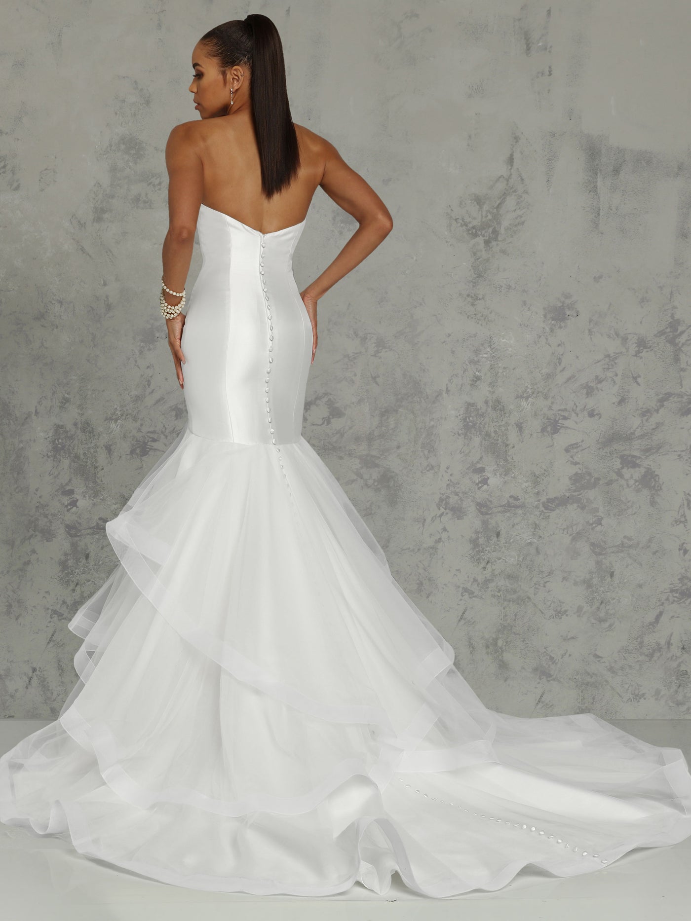 Natalie - Mikado Mermaid Wedding Dress with Tiered Tulle Skirt