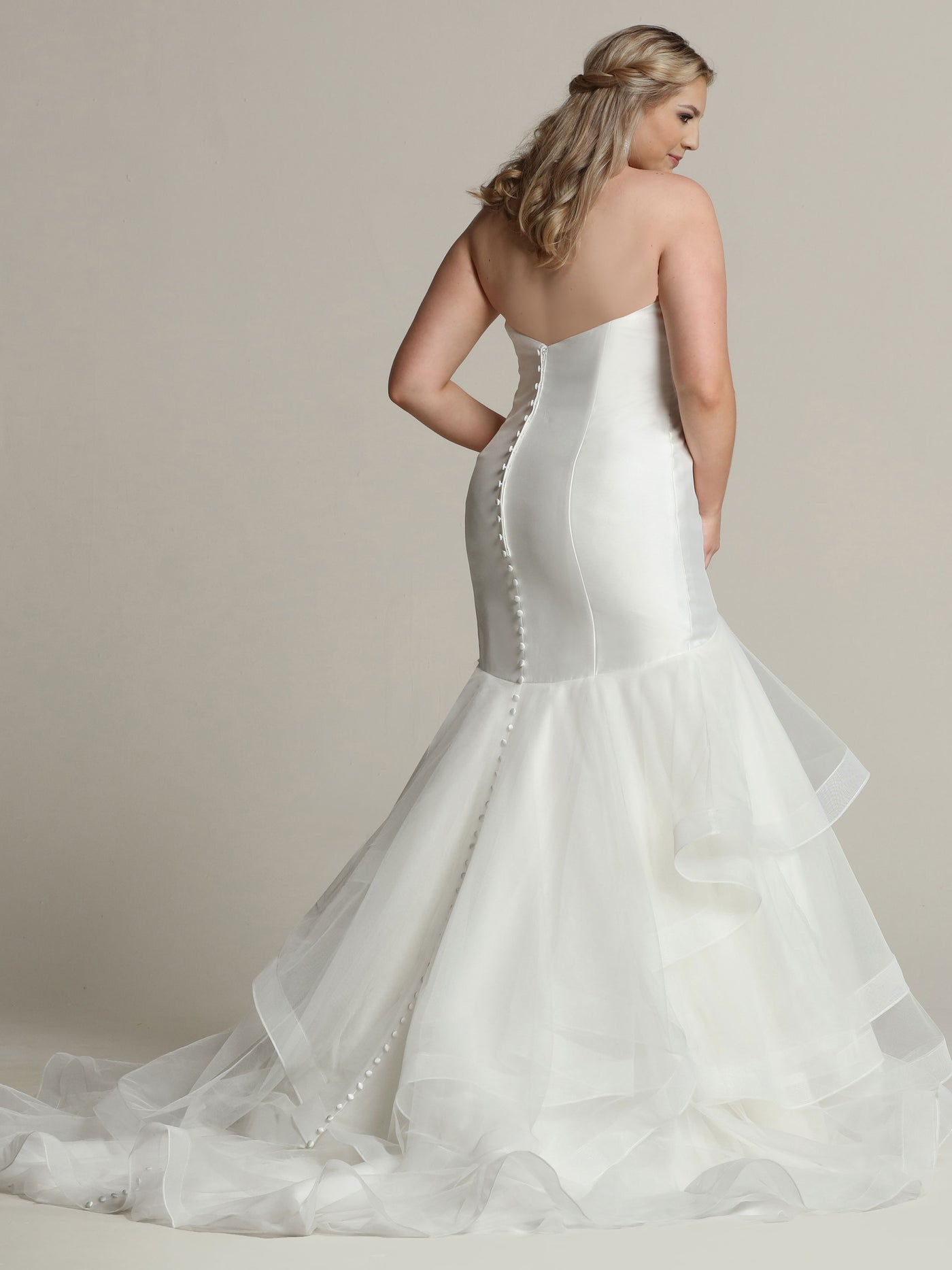 TH-Natalie - Mikado Mermaid Wedding Dress with Tiered Tulle Skirt