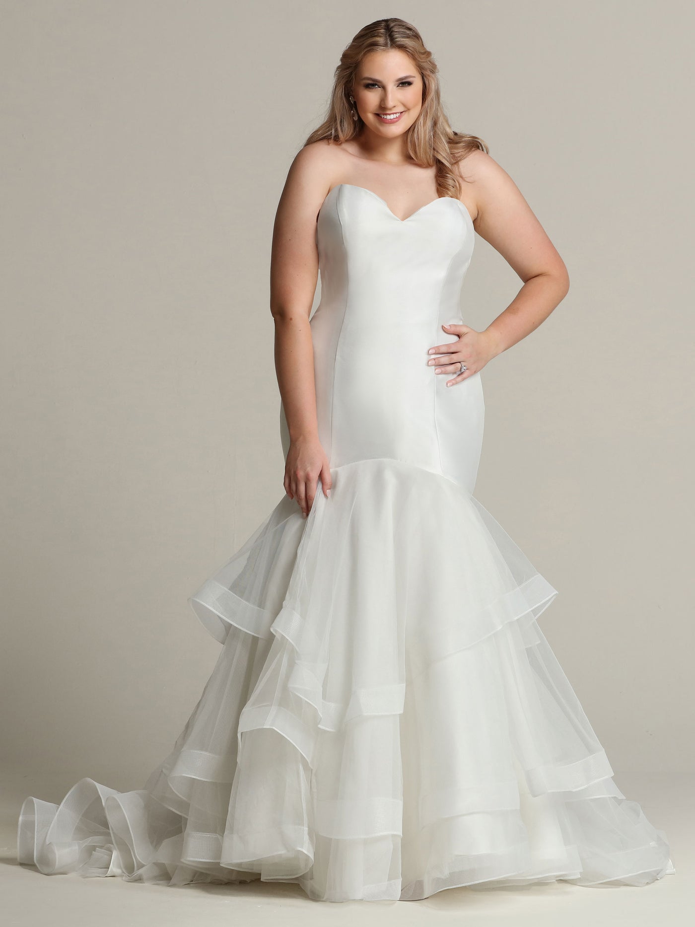 TH-Natalie - Mikado Mermaid Wedding Dress with Tiered Tulle Skirt