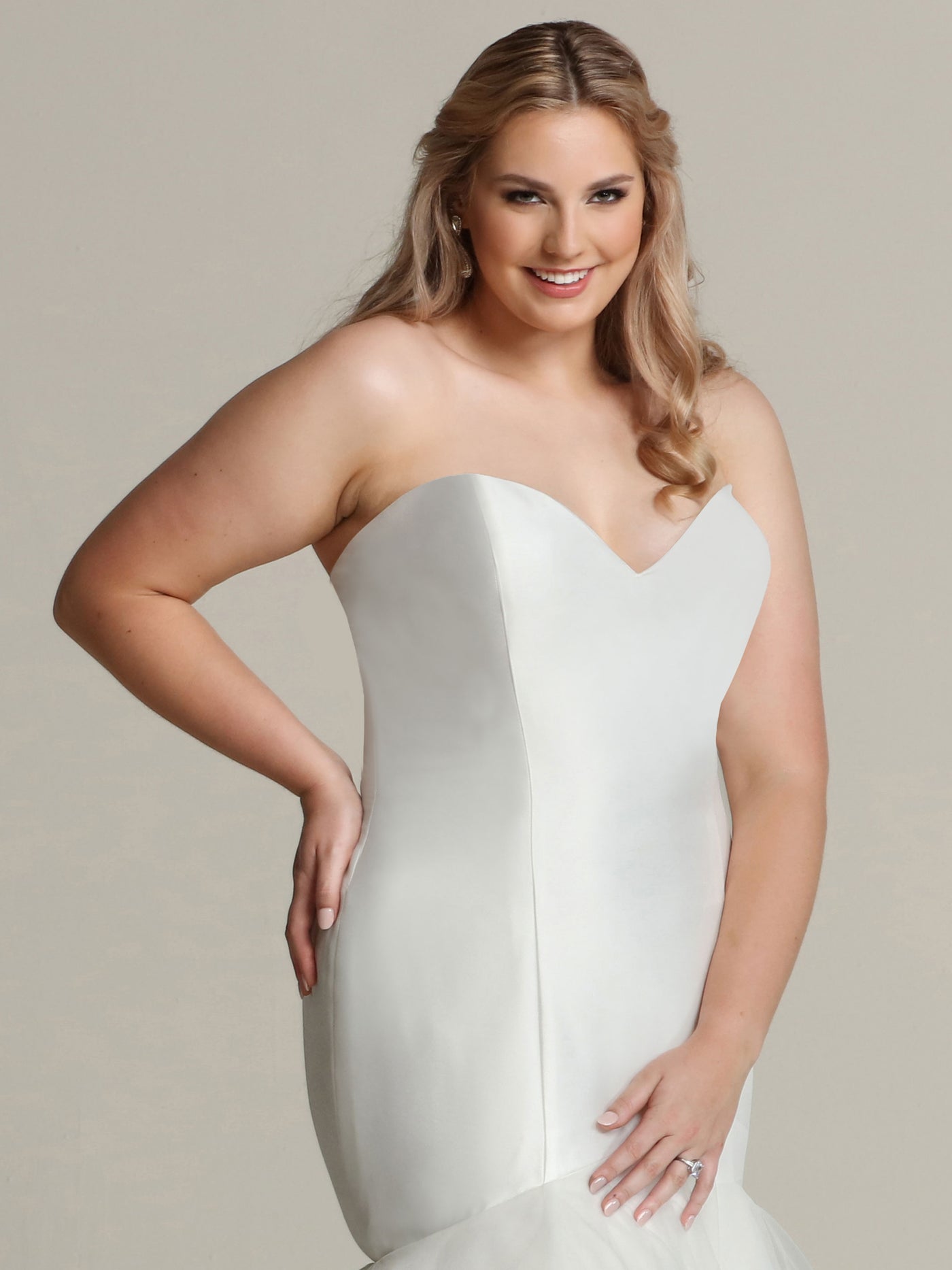 TH-Natalie - Mikado Mermaid Wedding Dress with Tiered Tulle Skirt