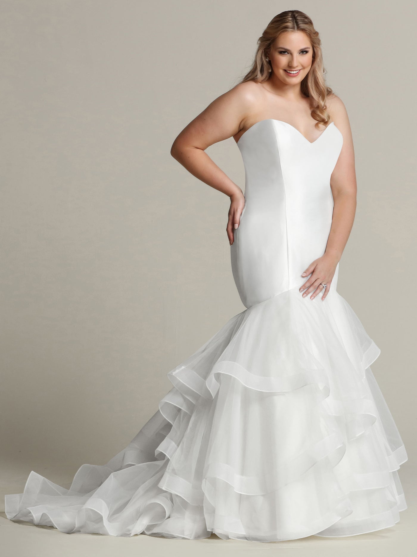 Natalie - Mikado Mermaid Wedding Dress with Tiered Tulle Skirt