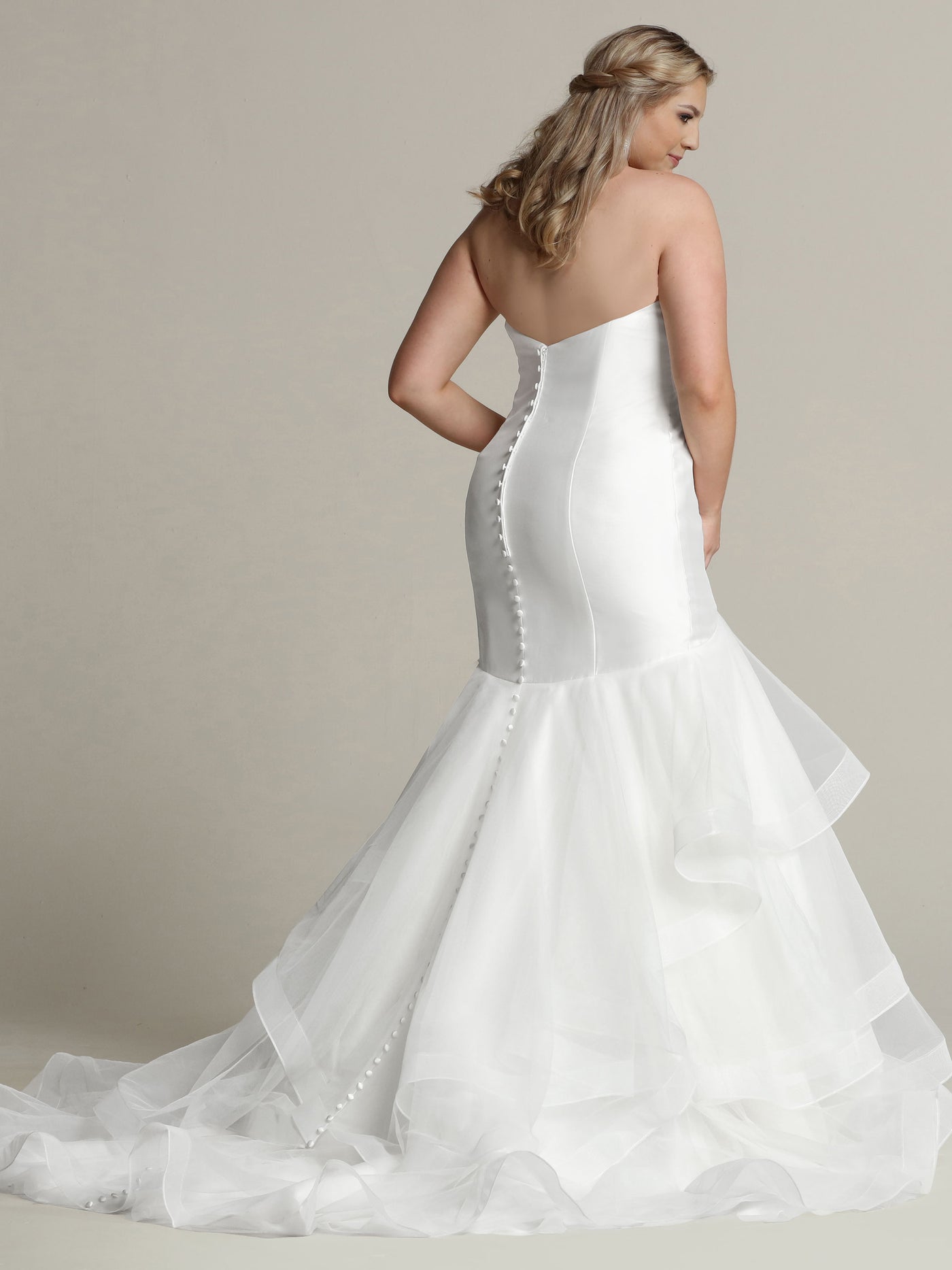 Natalie - Mikado Mermaid Wedding Dress with Tiered Tulle Skirt