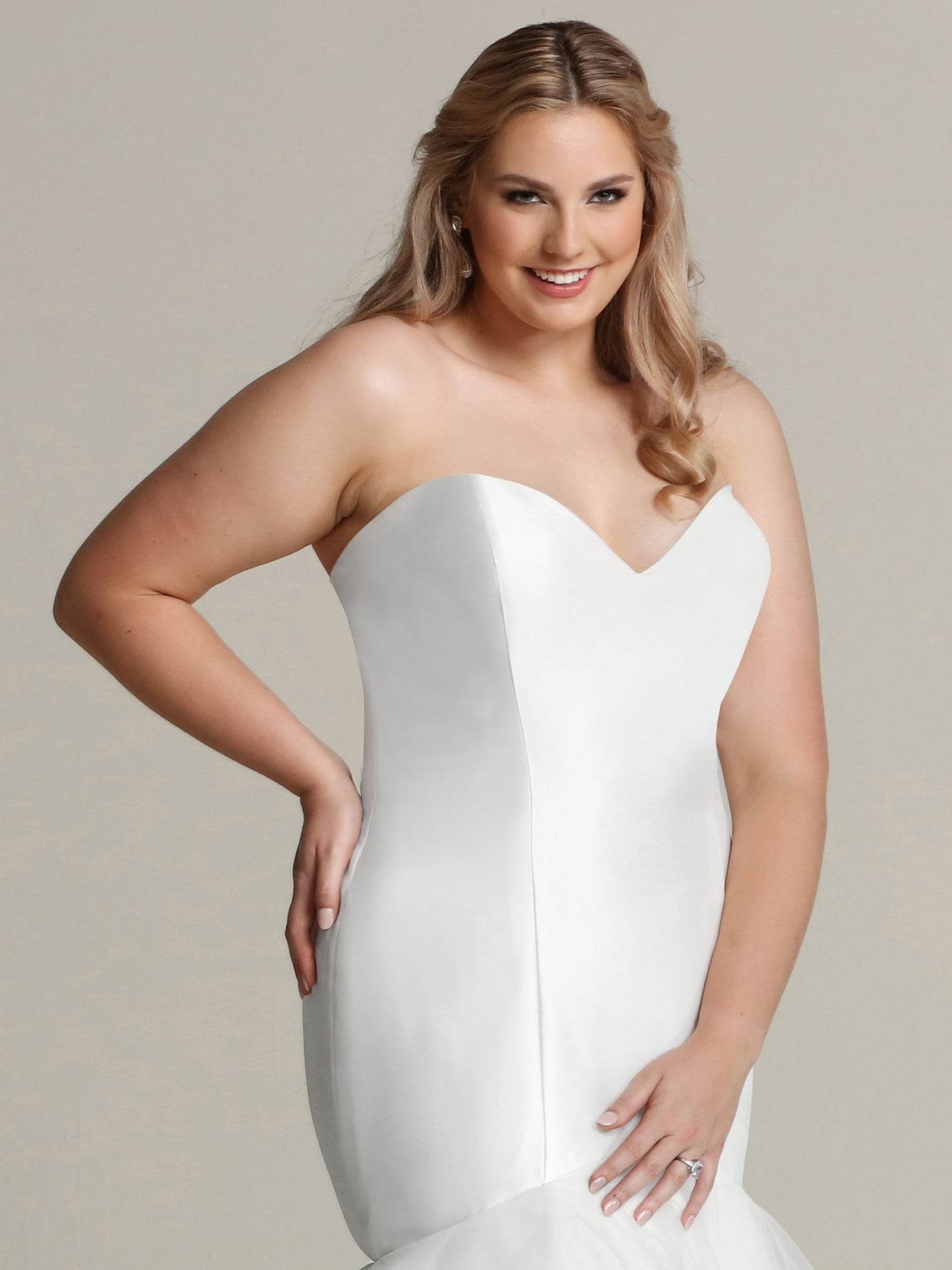 Natalie - Mikado Mermaid Wedding Dress with Tiered Tulle Skirt