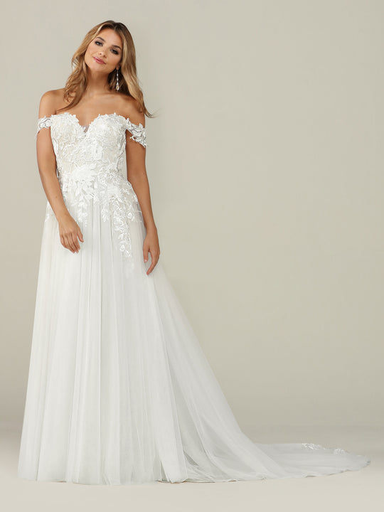 Trinity Off-the-Shoulder A-Line Wedding Dress with Lace Ivory Image 1