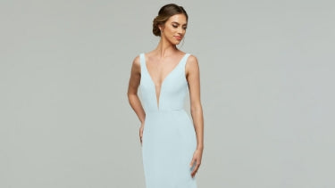 mismatched blue bridesmaid dresses Dress,Mismatched Bridesmaid Dress,Long Bridesmaid Dress with Slit,BD00162 Mismatched A-line Dusty Blue Chiffon
