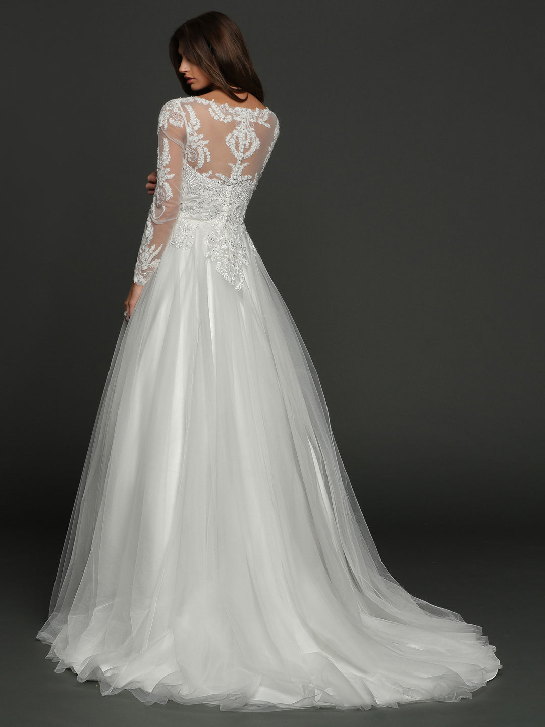 Victoria Long-Sleeve Tulle Ball Gown Wedding Dress White / 28 Victoria Long-Sleeve Tulle Ball Gown Wedding Dress White / 28