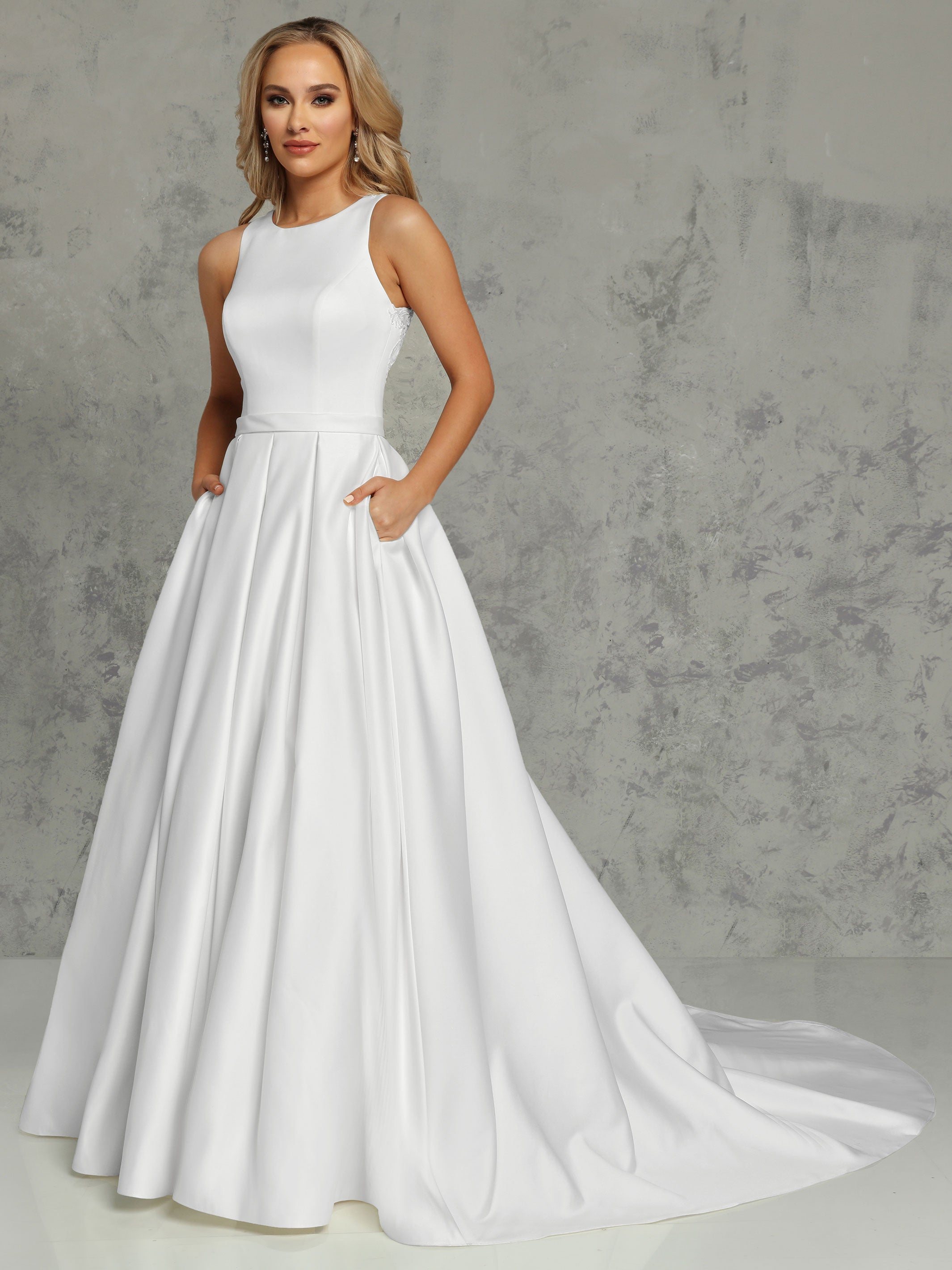 Penelope Satin A-Line Wedding Dress - Avery Austin White / 6