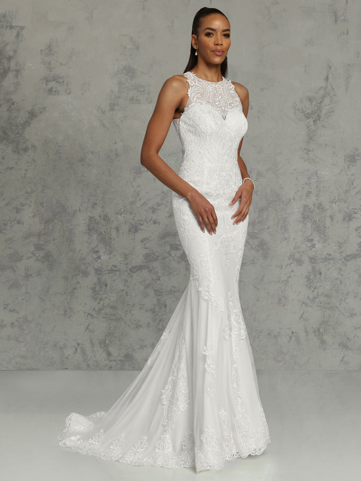 Zoey Lace Sheath Illusion Wedding Dress with Train Ivory/Ivory / 14 Zoey Lace Sheath Illusion Wedding Dress with Train Ivory/Ivory / 14