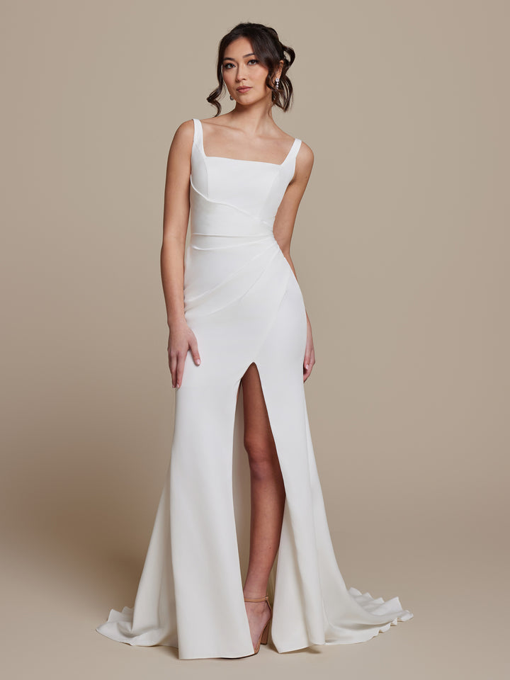 Darcey Simple Ivory Crepe Wedding Dress - Avery Austin Darcey Simple Ivory Crepe Wedding Dress - Avery Austin