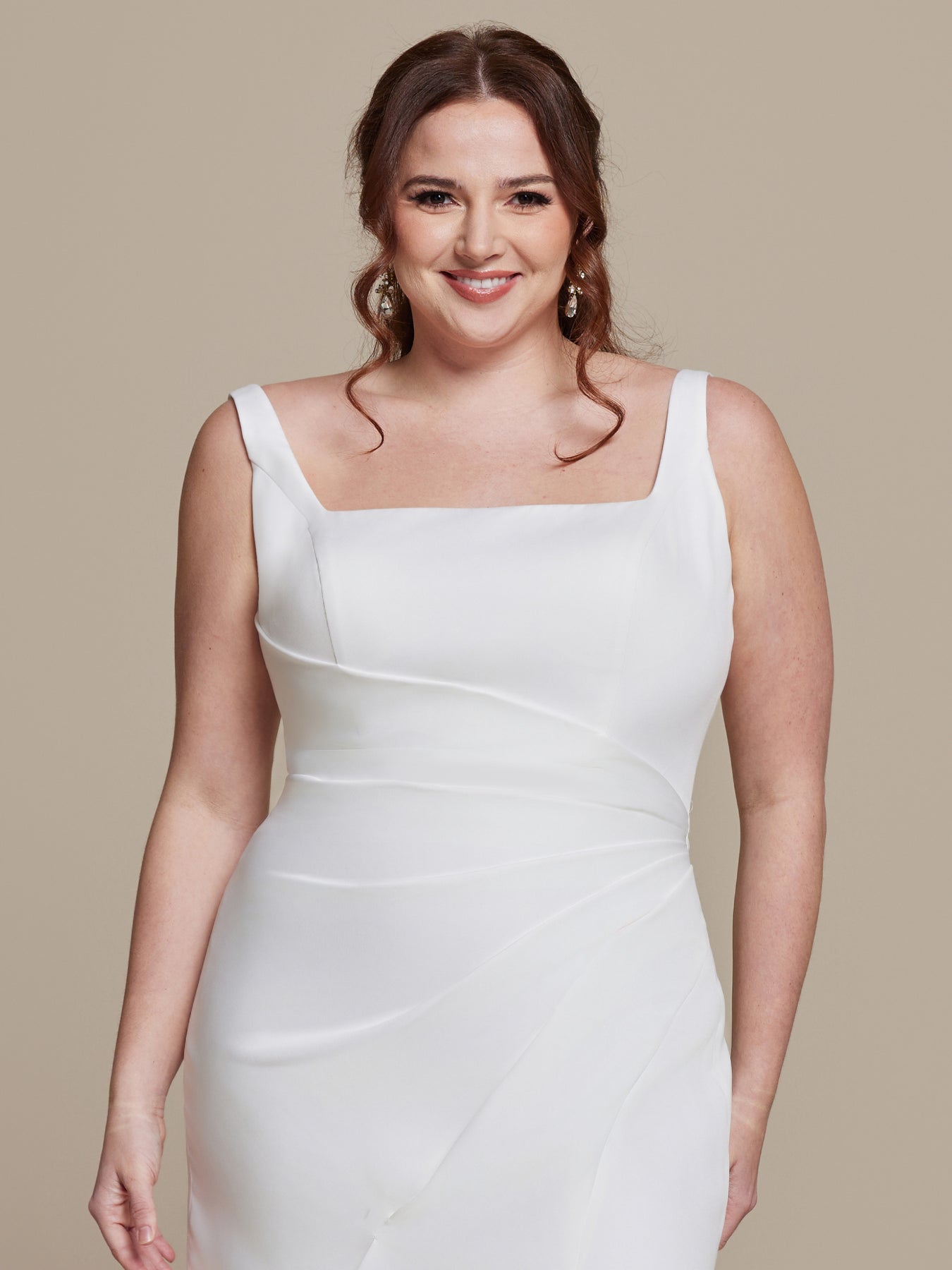 Darcey Simple Ivory Crepe Wedding Dress - Avery Austin