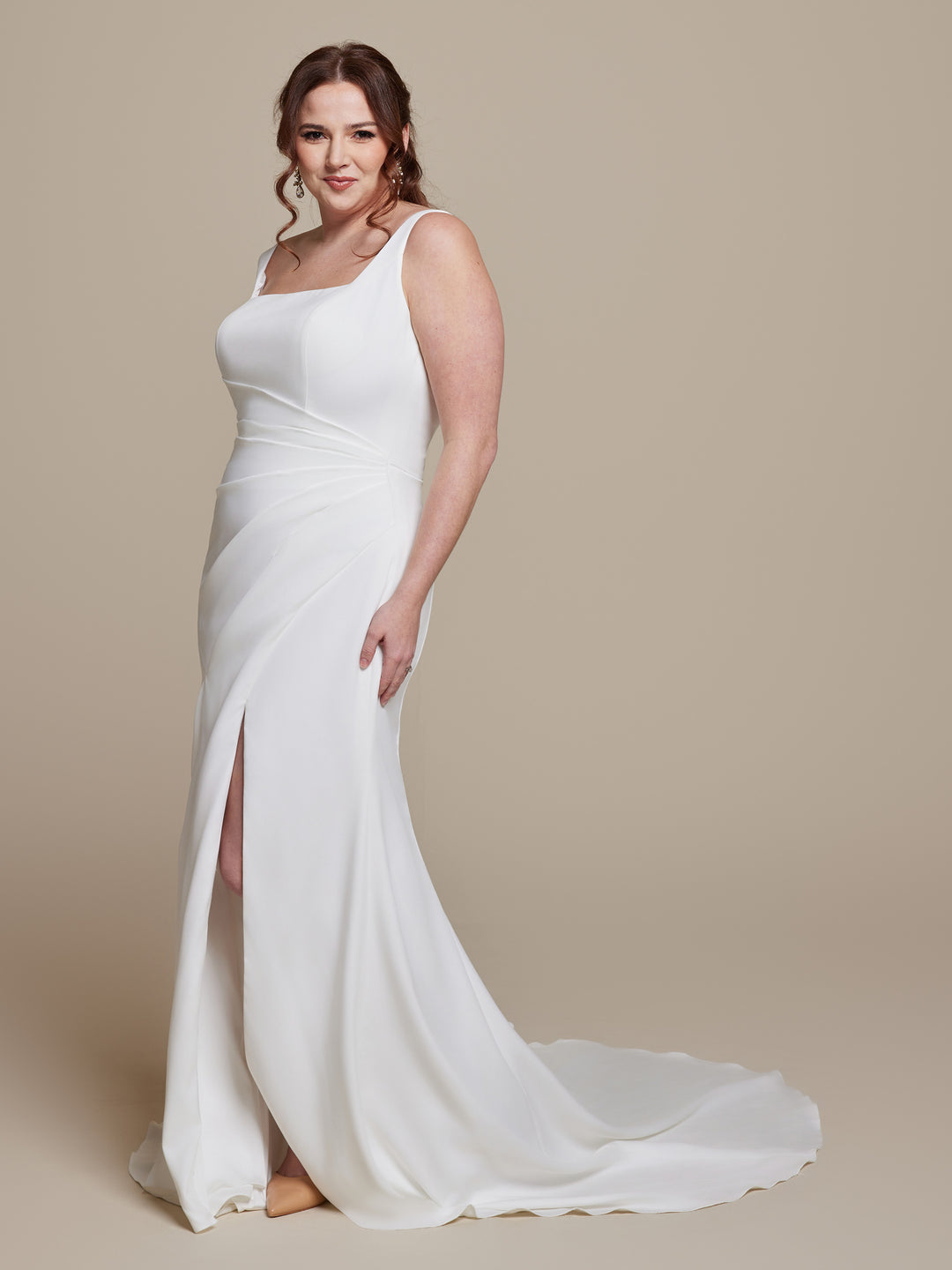 Darcey Simple Ivory Crepe Wedding Dress - Avery Austin Ivory / 8 Darcey Simple Ivory Crepe Wedding Dress - Avery Austin Ivory / 8