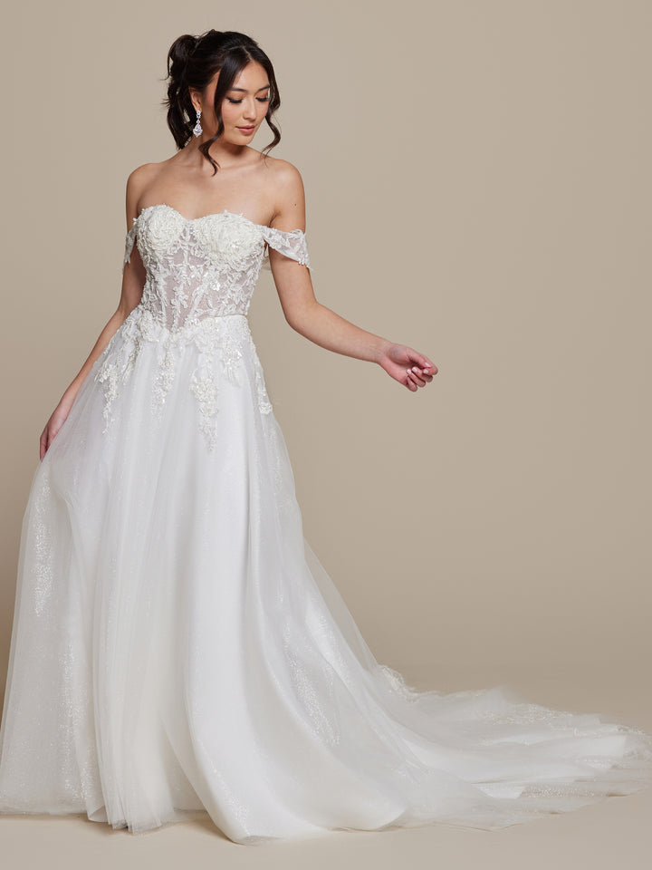 Daphne A-Line Ivory Wedding Dress - Avery Austin Ivory Glitter / 20 Daphne A-Line Ivory Wedding Dress - Avery Austin Ivory Glitter / 20