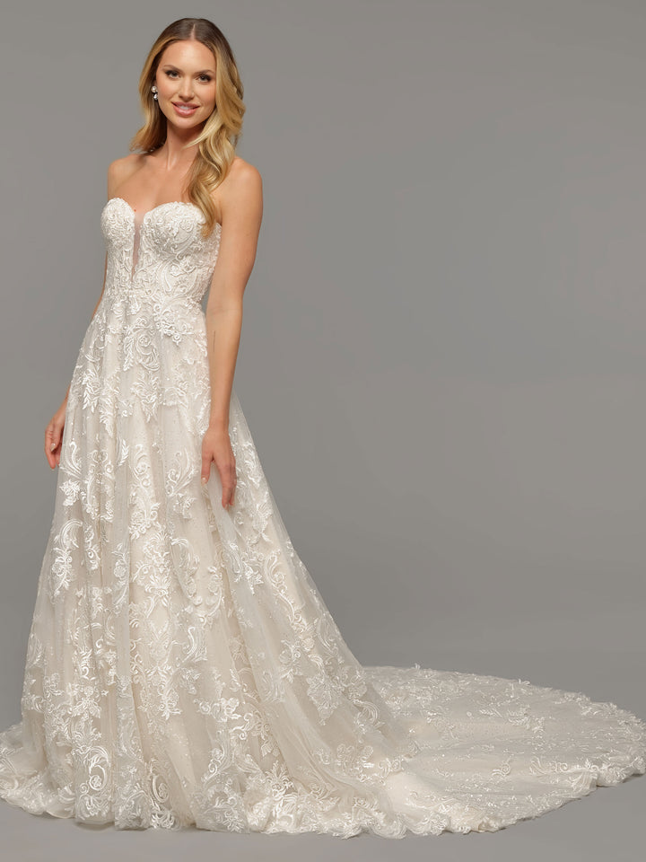 navy blue dress for baby girl Ladivine C148W Applique Bodice Strapless A-Line Wedding Dress main image 0