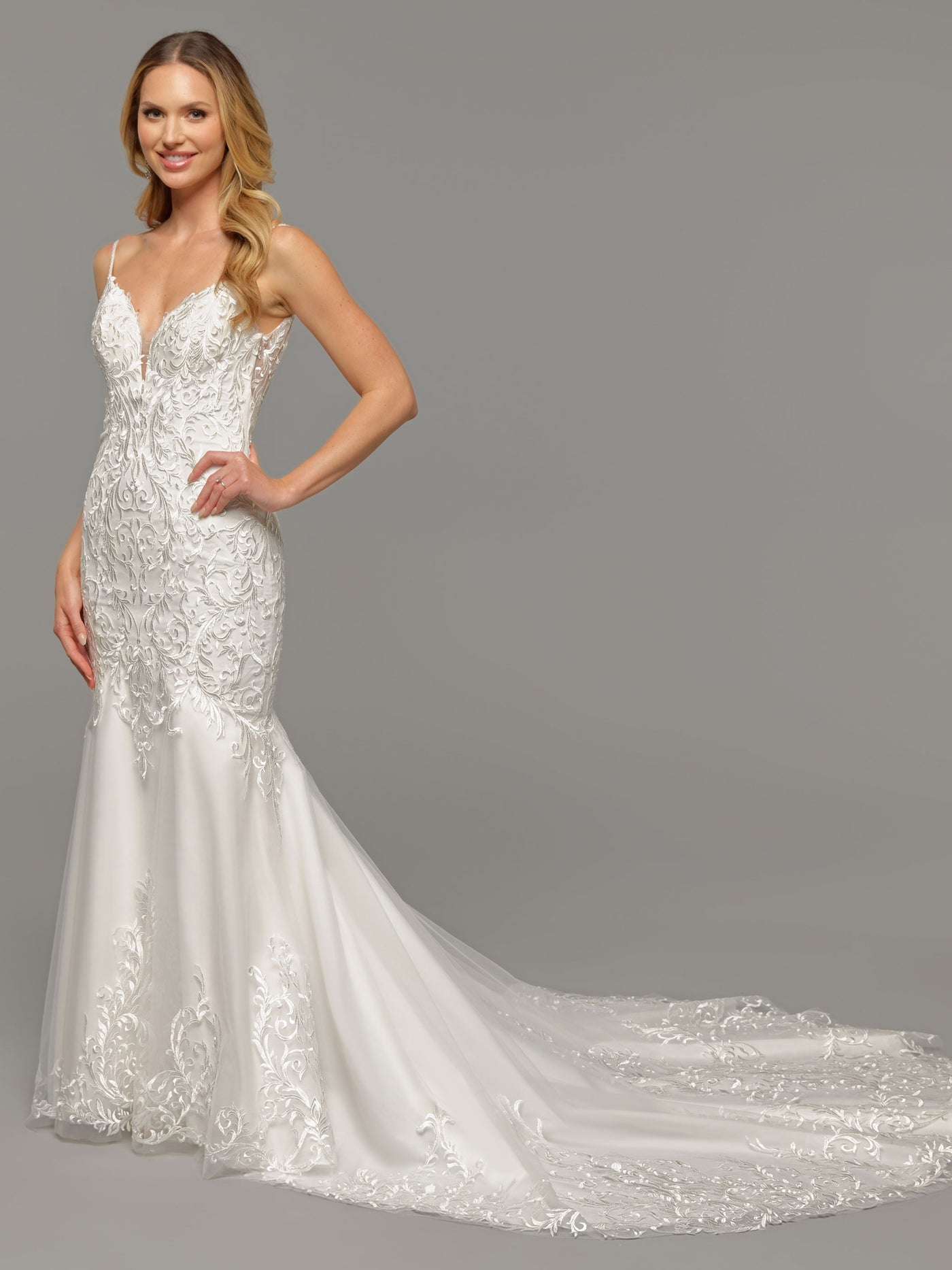 Blair Lace Fit-and-Flare Wedding Dress - Avery Austin Ivory/Sand / 24 Blair Lace Fit-and-Flare Wedding Dress - Avery Austin Ivory/Sand / 24