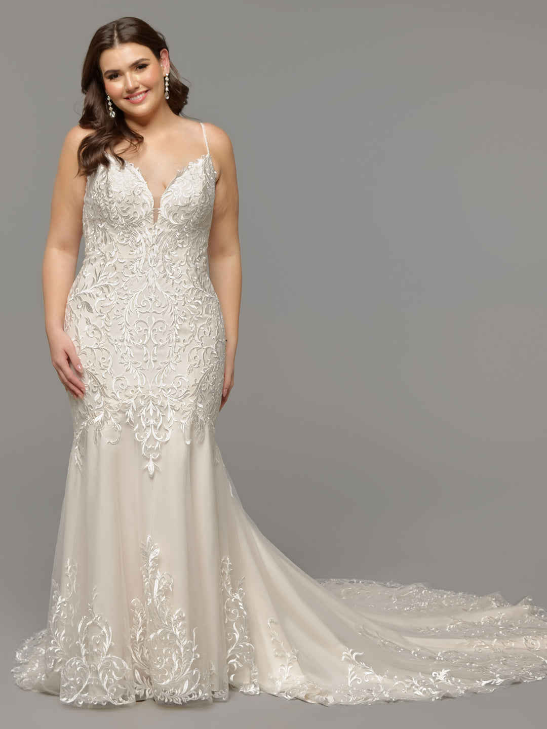 Blair Lace Fit-and-Flare Wedding Dress - Avery Austin Ivory/Sand / 24 Blair Lace Fit-and-Flare Wedding Dress - Avery Austin Ivory/Sand / 24