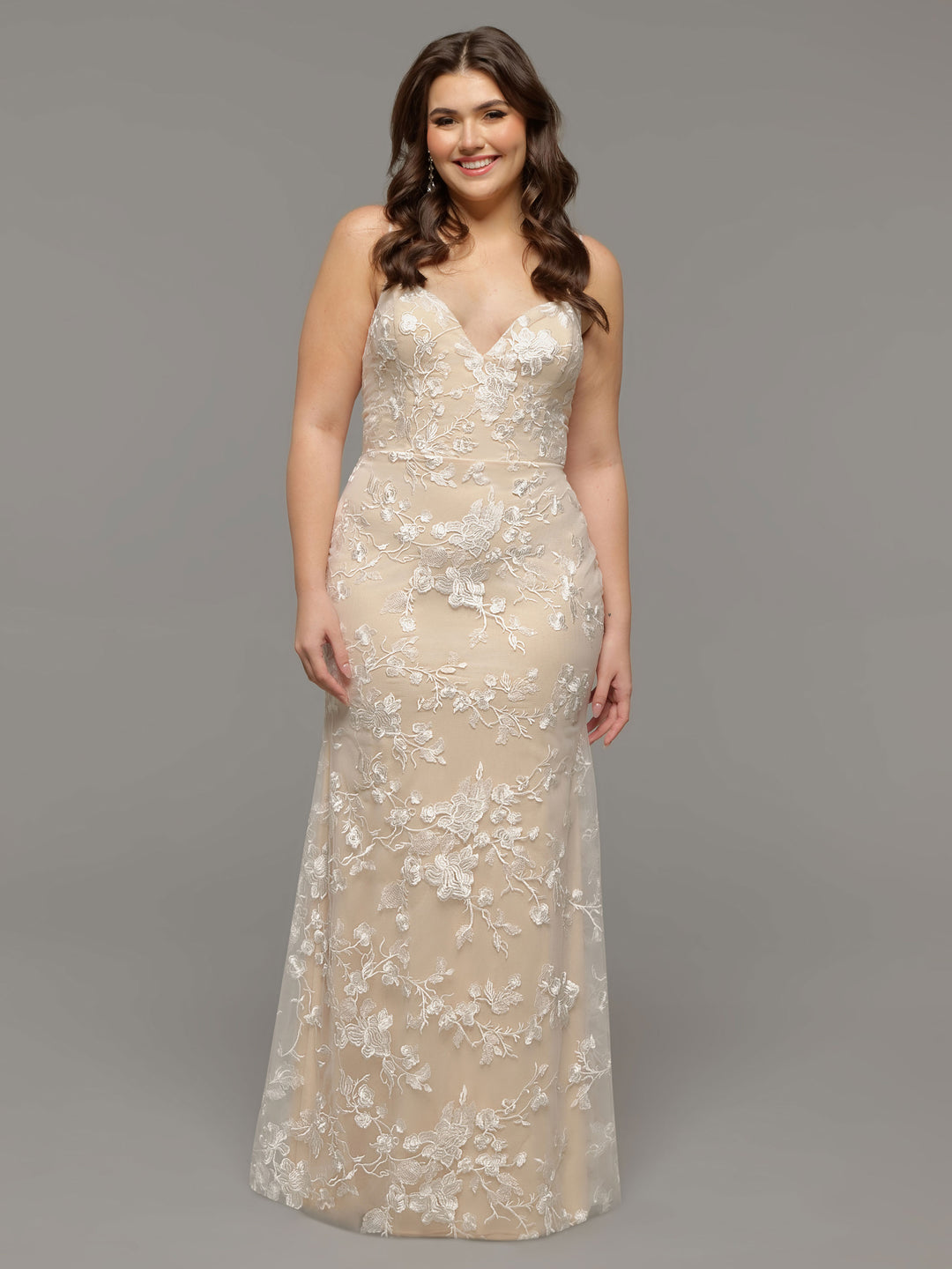 Elsie: Strapless Lace Fit and Flare with Semi-Sheer