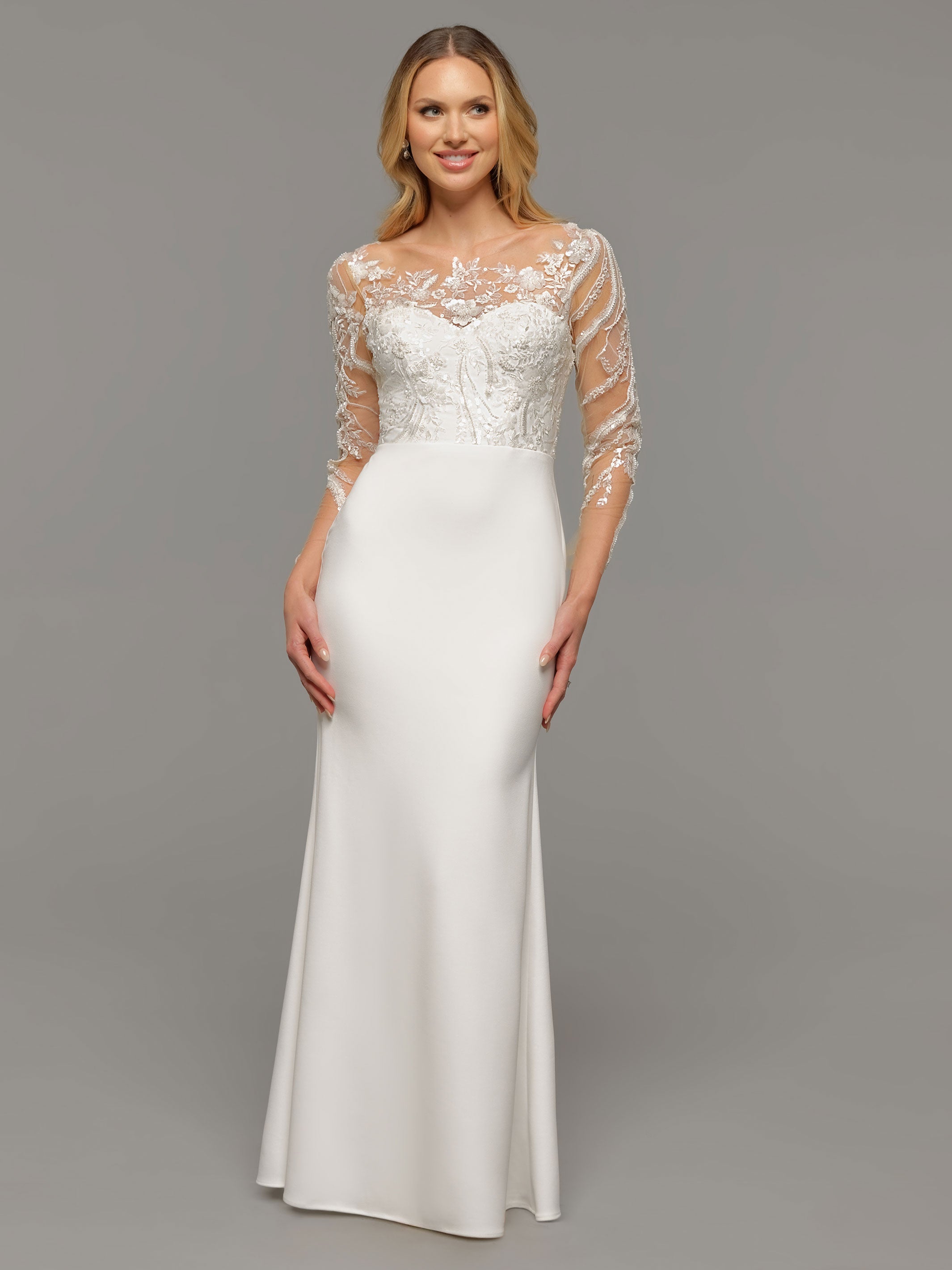 long sleeve ivory lace dress Reese Ivory Wedding Dress