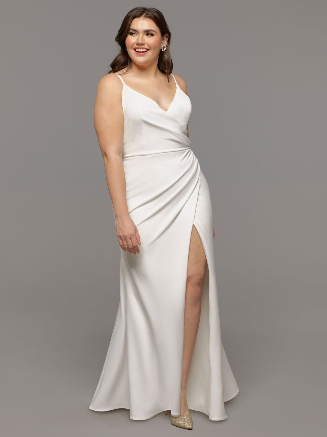 Pleated Chiffon V-Neck Tank A-Line Wedding Dress David's Bridal