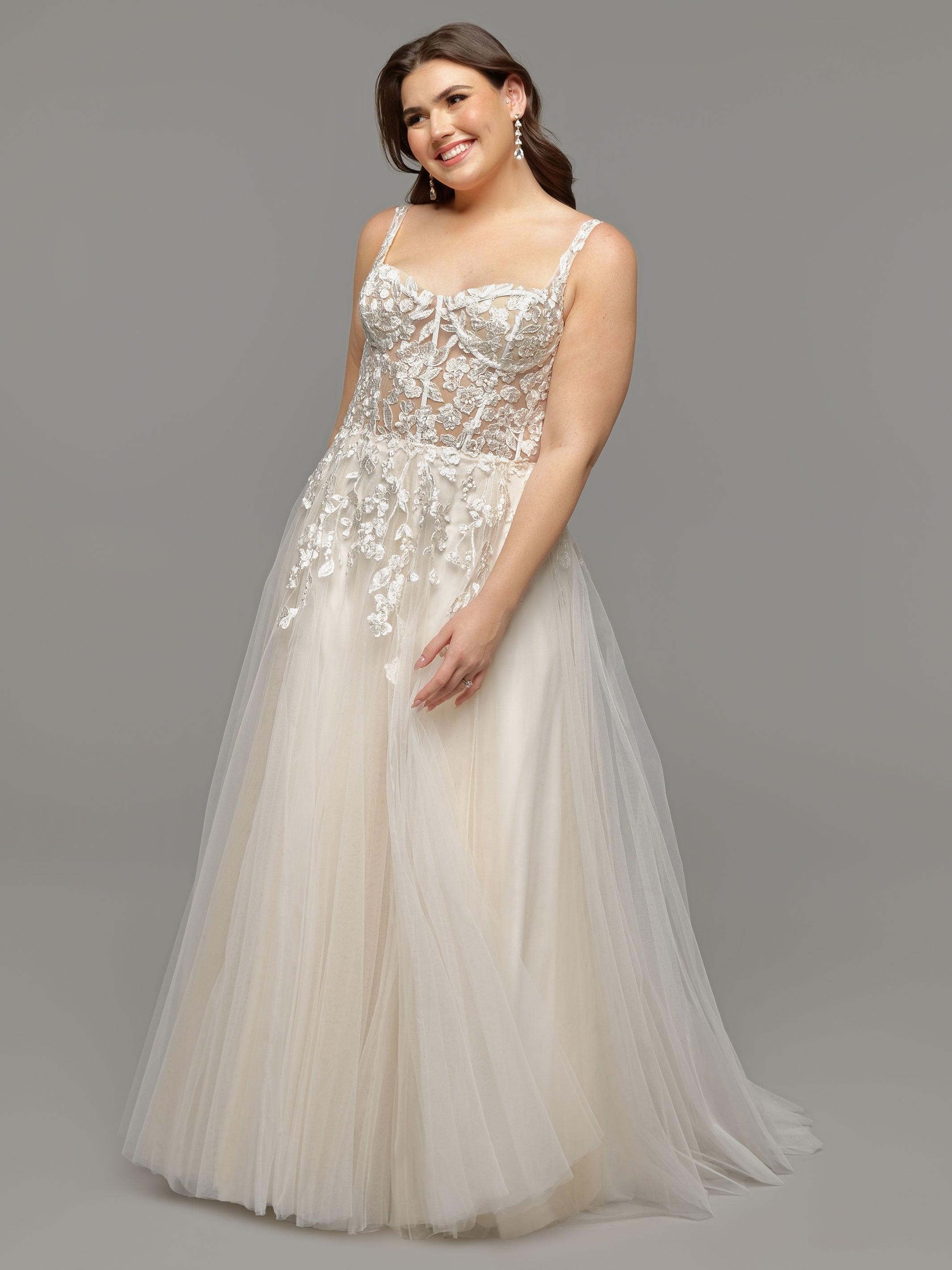 Coco A-Line Tulle Wedding Dress - Avery Austin White/White / 20