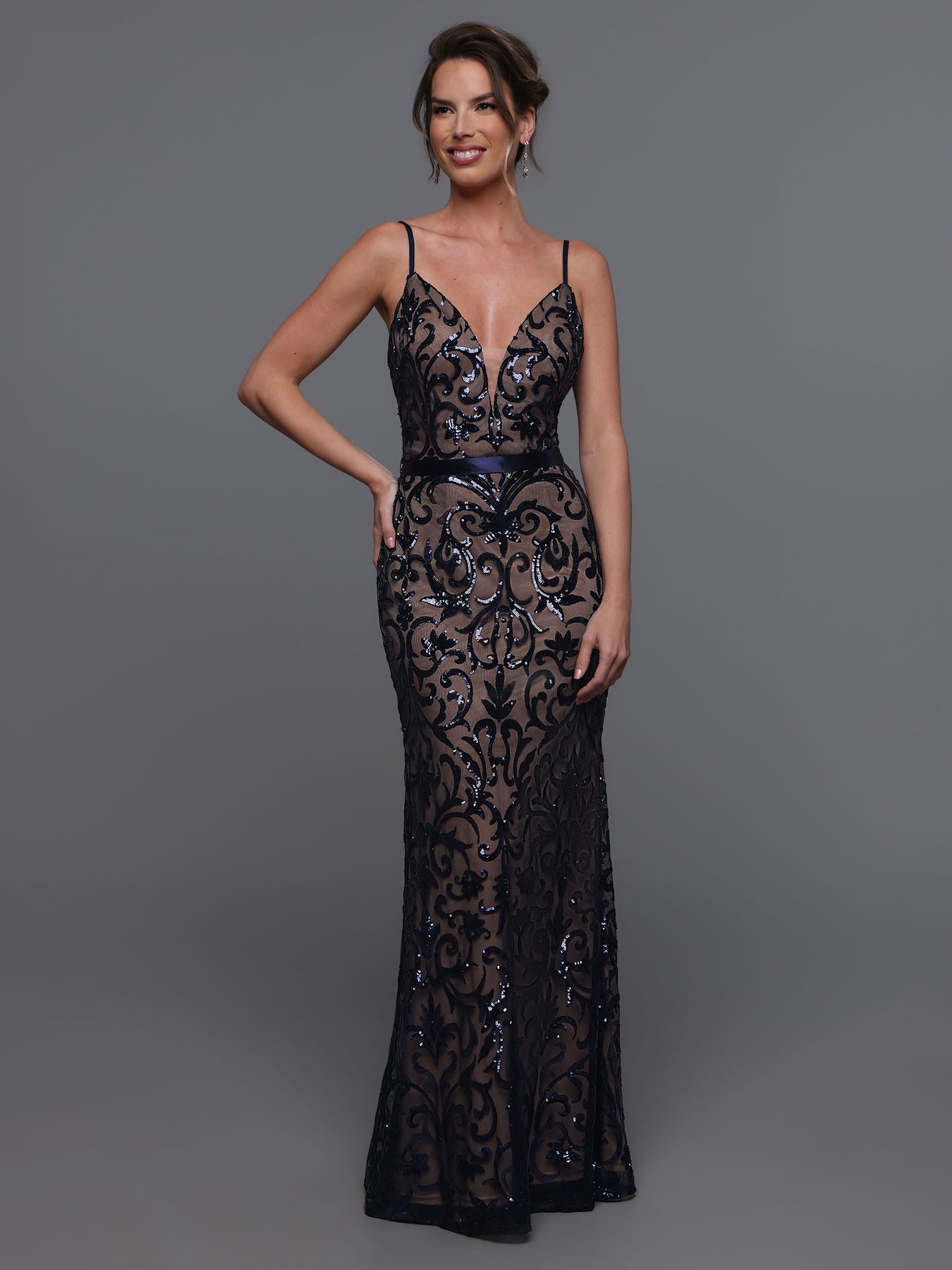 sequin v neck bridesmaid dress with satin piping Cicinia Deep V-neck Side Slit Soft Satin Bridesmaid Dress, Champagne