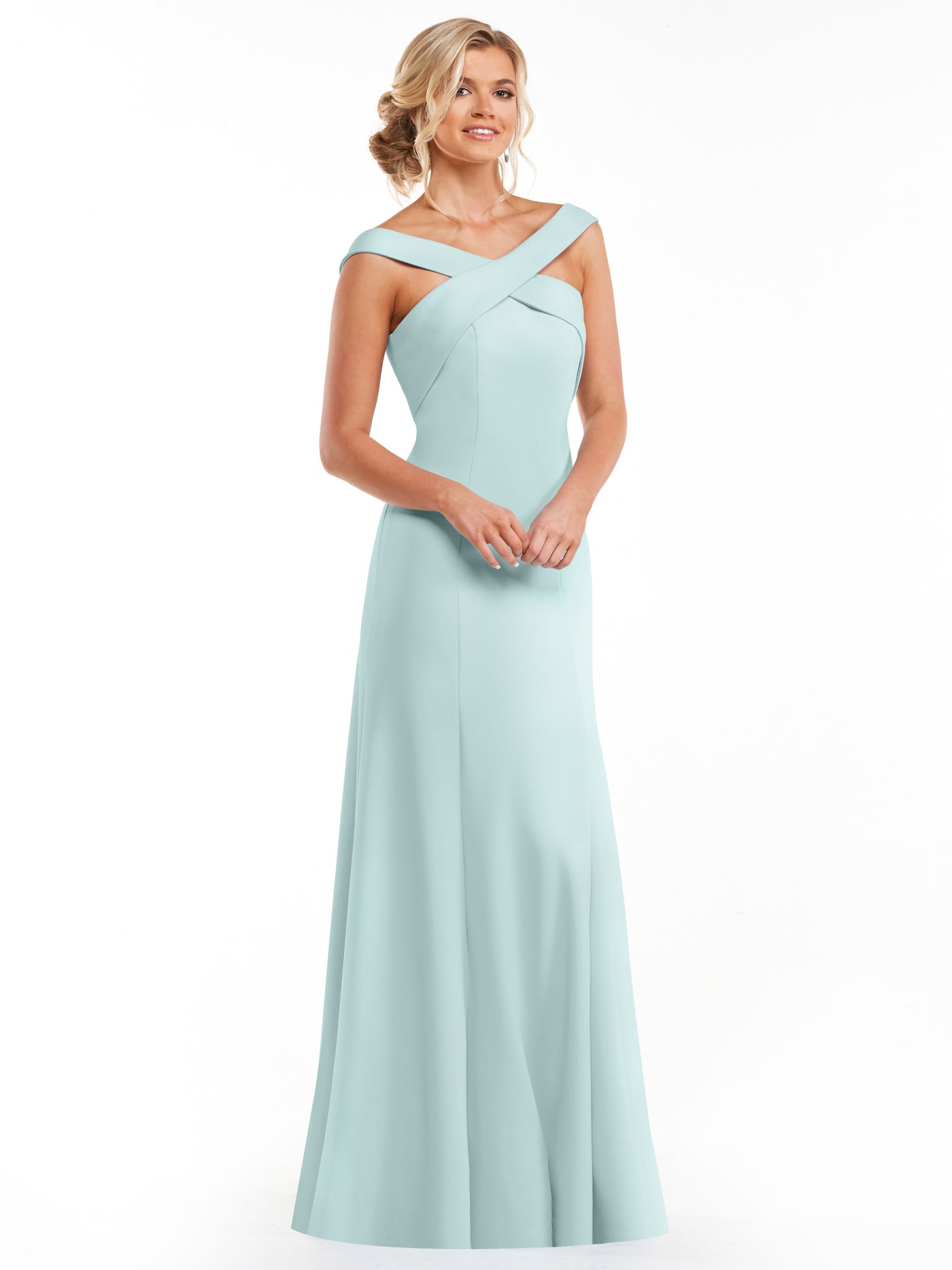 83048 - Double Knit A-Line Bridesmaid Dress with Off-the-Shoulder Sleeves