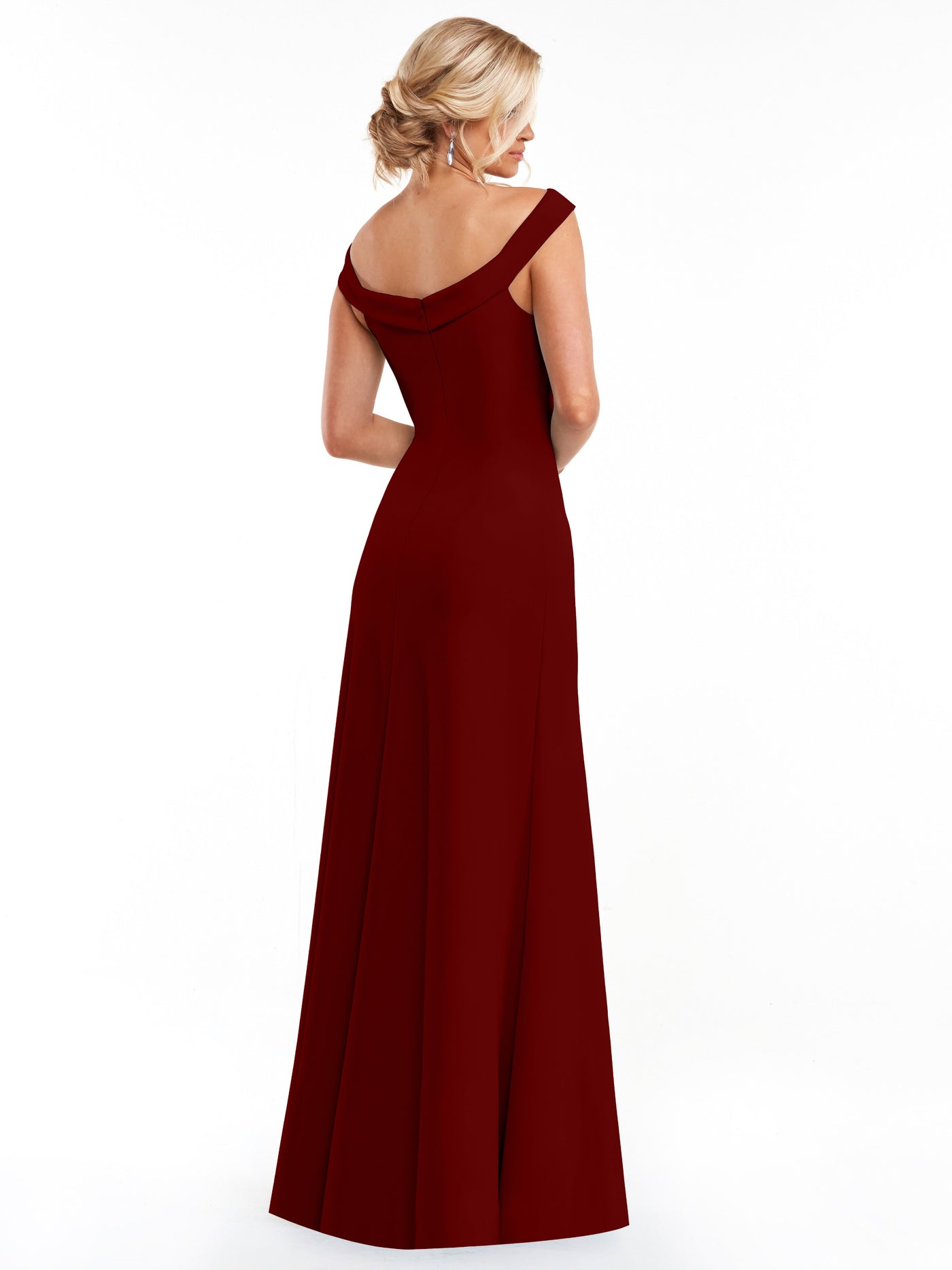 83048 - Double Knit A-Line Bridesmaid Dress with Off-the-Shoulder Sleeves