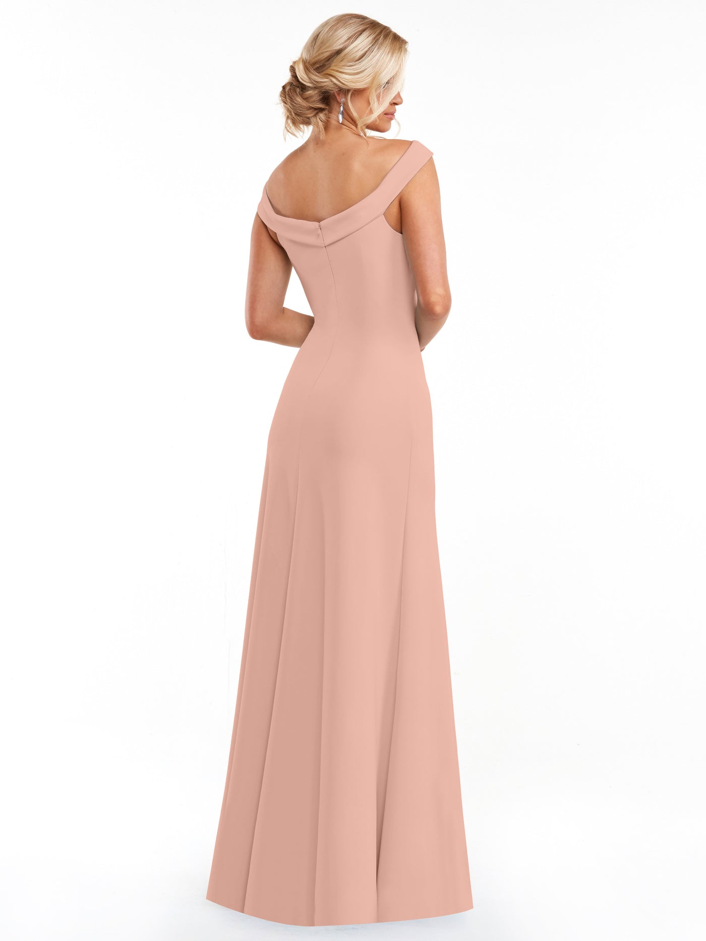 83048 - Double Knit A-Line Bridesmaid Dress with Off-the-Shoulder Sleeves