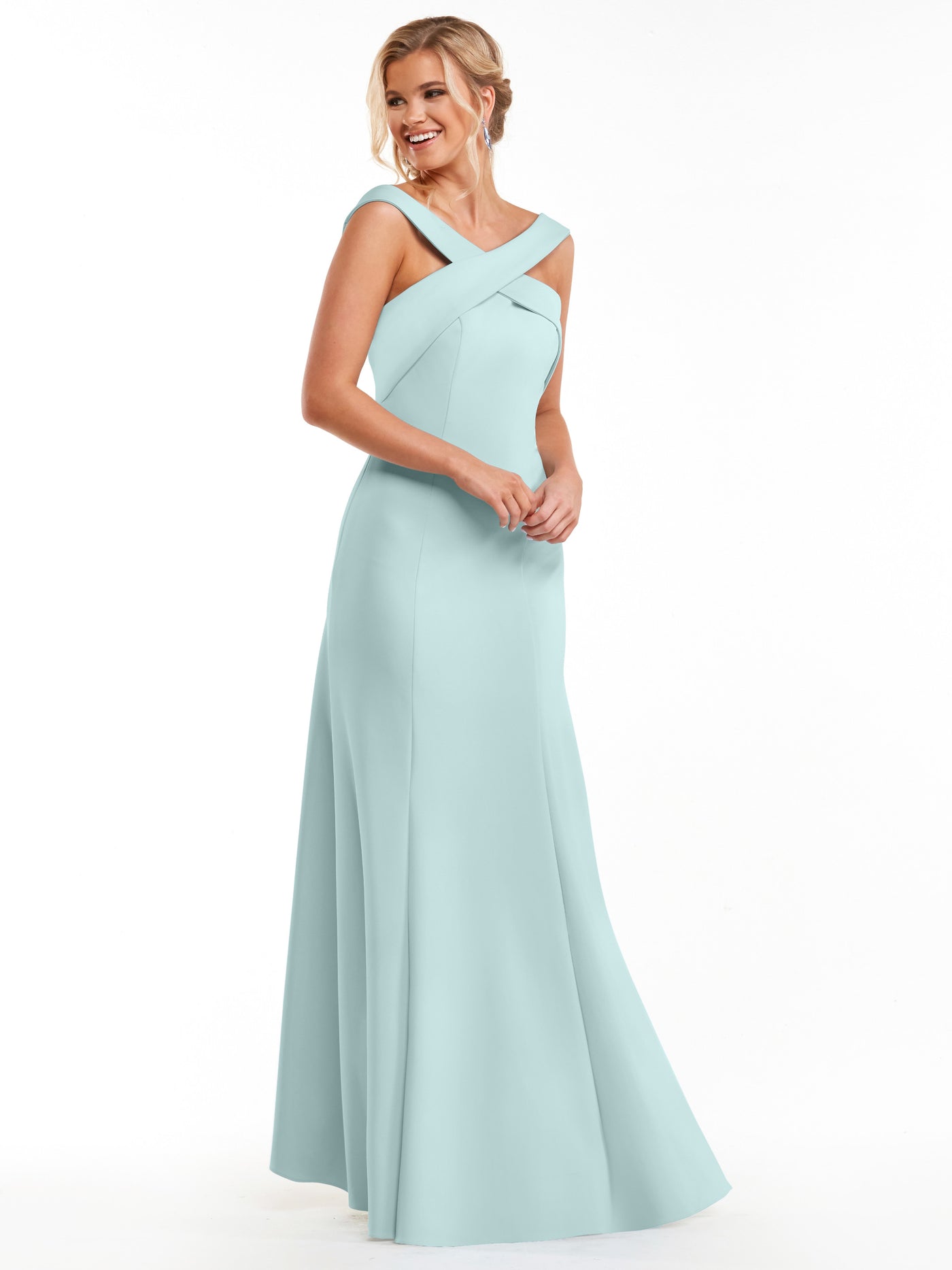 83048 - Double Knit A-Line Bridesmaid Dress with Off-the-Shoulder Sleeves