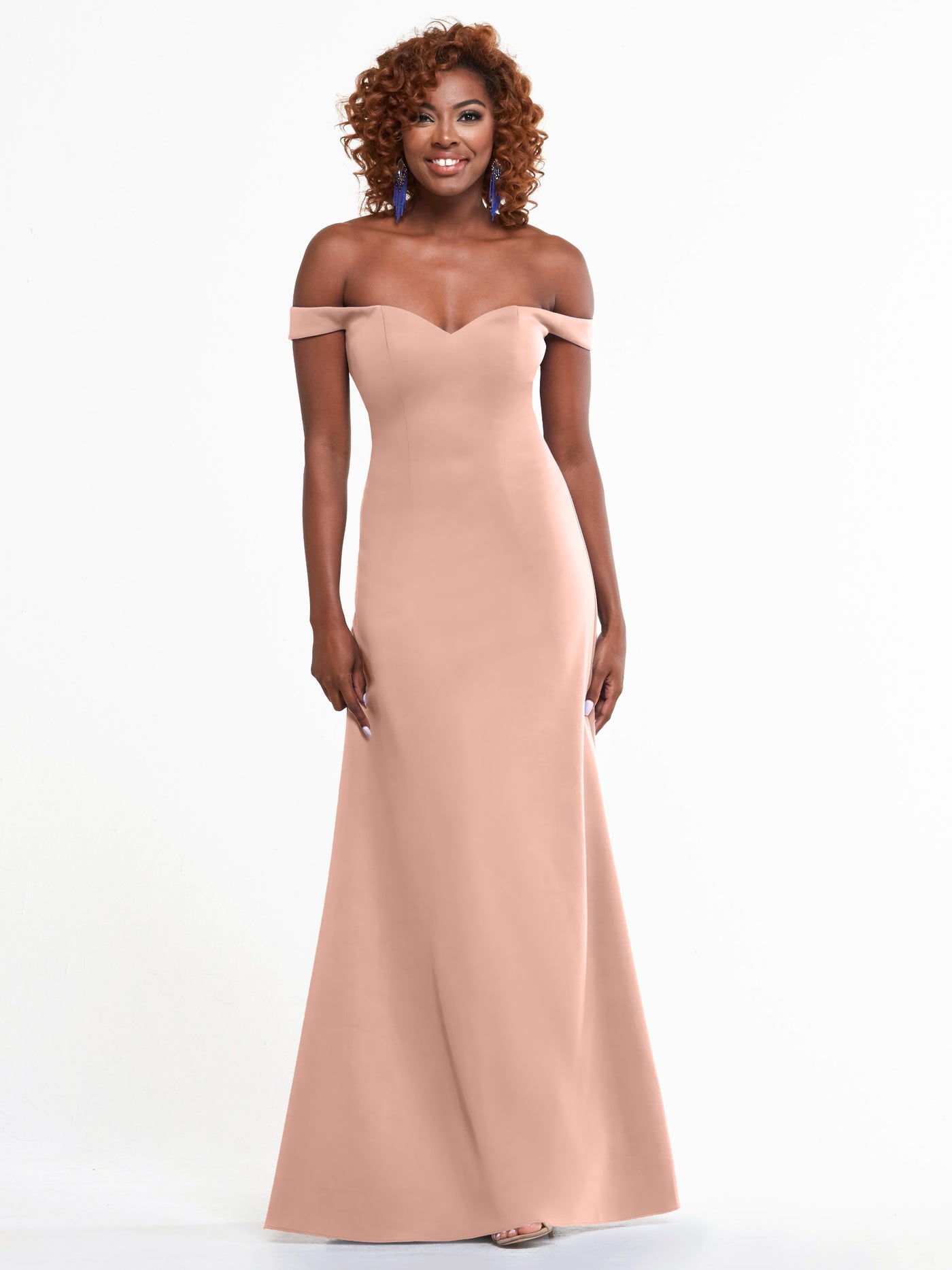 83049 - A-Line Double Knit Bridesmaid Dress with Off-the-Shoulder Straps