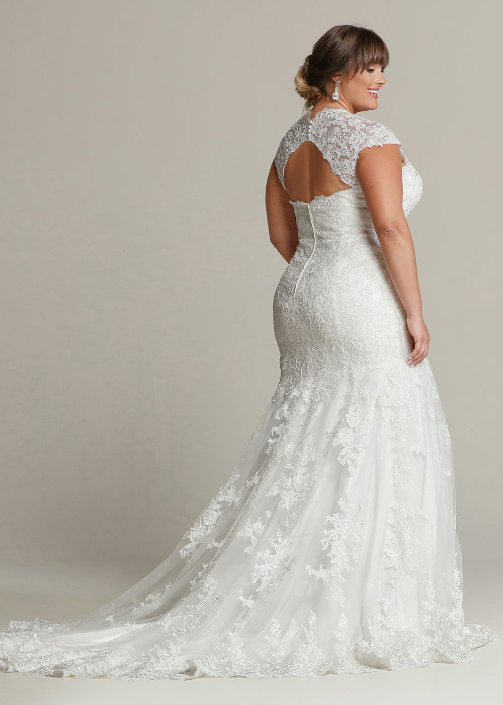 Savannah Lace Wedding Dress with Sequins -Avery Austin Ivory/Nude / 30