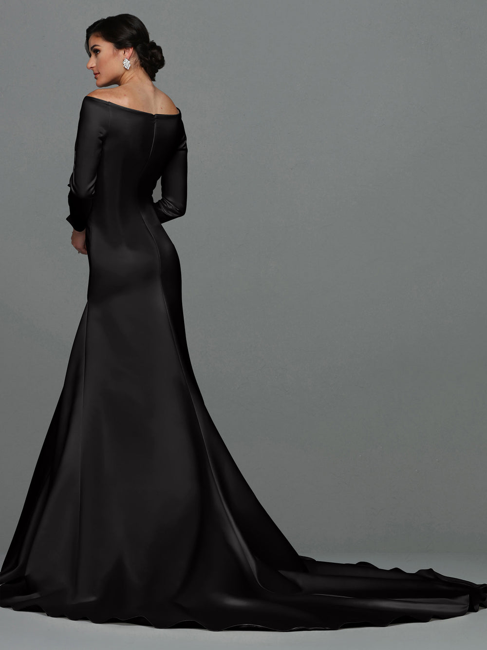 slim fit dress slacks Black Long Sleeves Mermaid Wedding Dress with Sweep Train main image 0