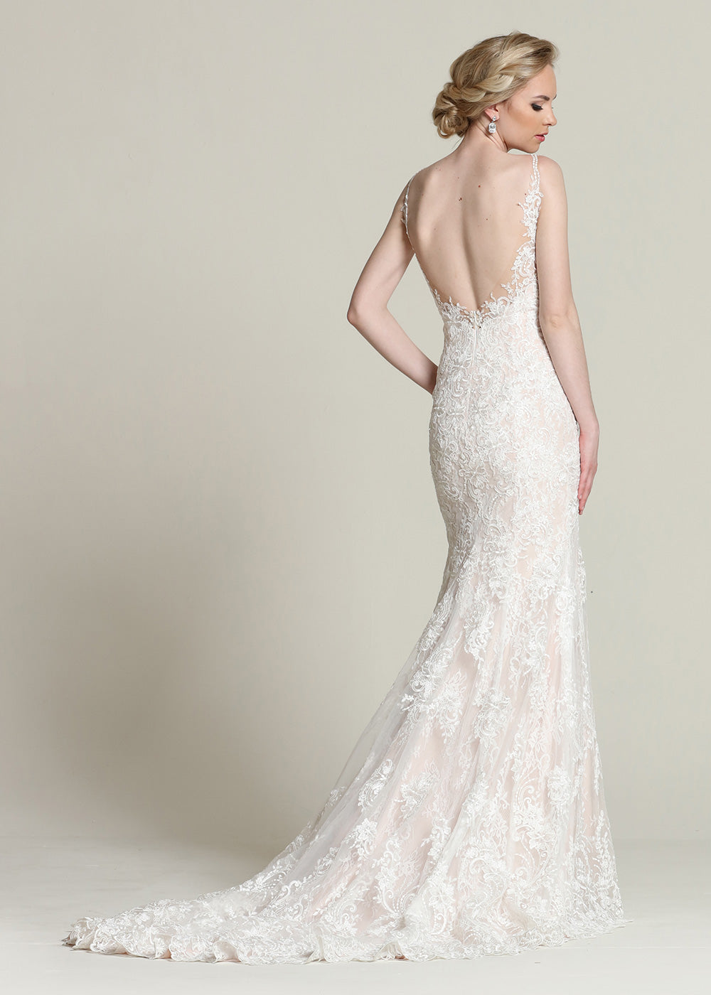 sachin and babi light blue dress Fit-and-Flare Tulle and Lace Backless Wedding Dress – Avery Austin