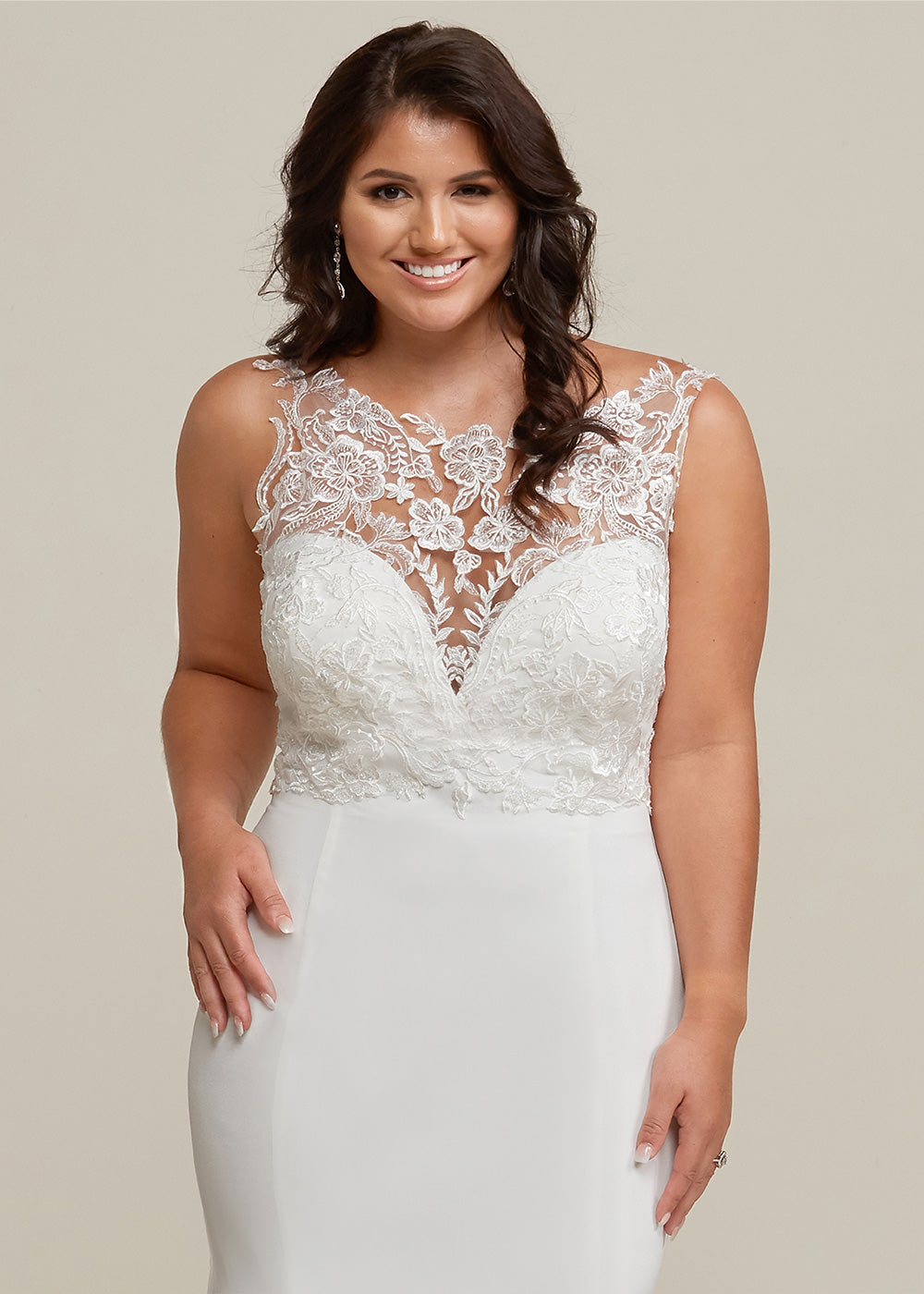 slim fit dress slacks Strapless Crepe Fit & Flare Wedding Dress Blair 4 US (36 EU) / White main image 0