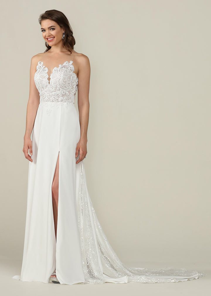 willow and lace dresses Willow High Neck Low Back Wedding Dress