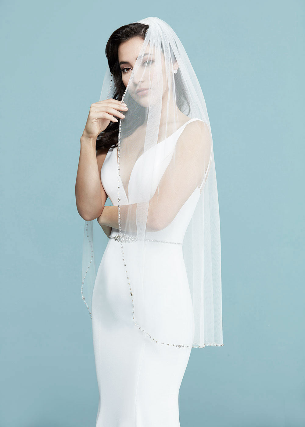 Miss Veil( ミスヴェール) Micro-Beaded Edge Mid-Length Veil | David's Bridal