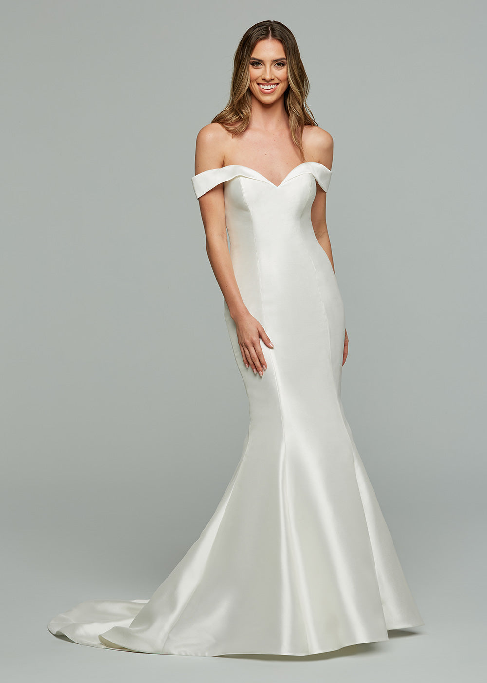Simple Ivory Mikado Arden Wedding Dress- Avery Austin Ivory / 18