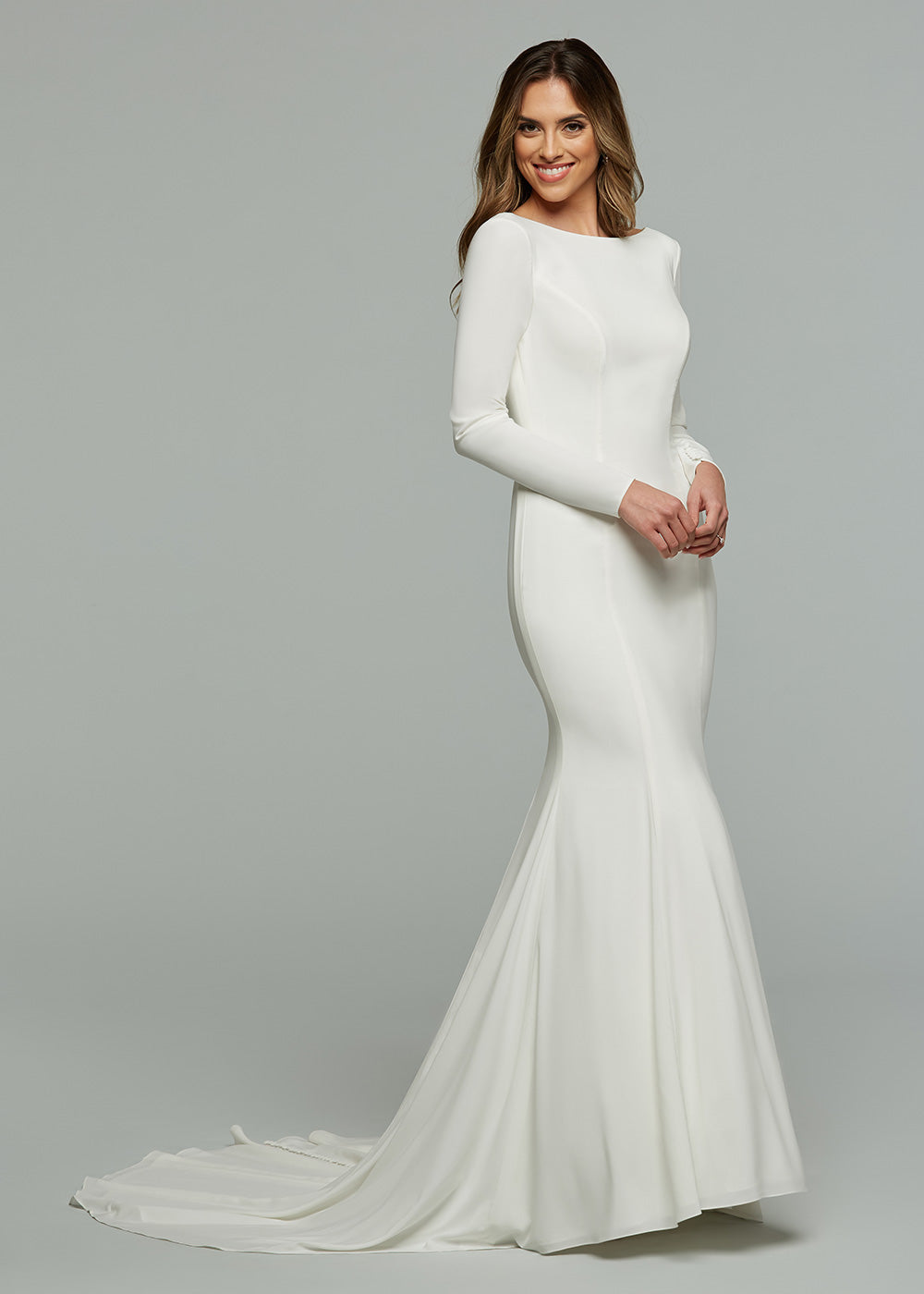 chinese dress ladies Elegant Beaded Lace Satin Mermaid Wedding Dress – MakerryBridal main image 0