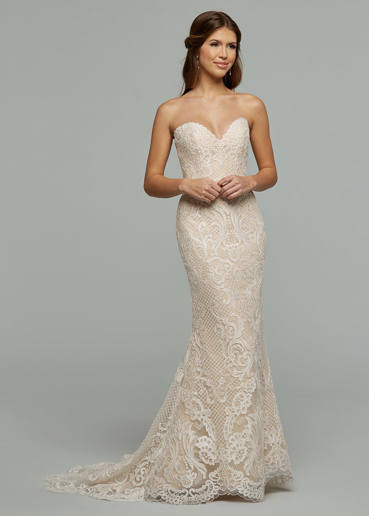 white christmas dresses Strapless Beaded Long Corset Prom Dress with Train– PromGirl