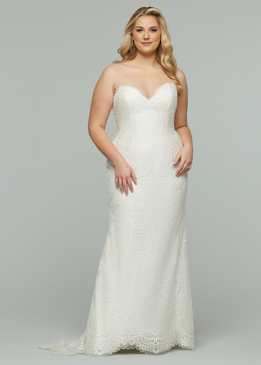 white christmas dresses Norah-G Strapless Glitter Tulle and Lace Wedding Dress Ivory/Nude Glitter / 22