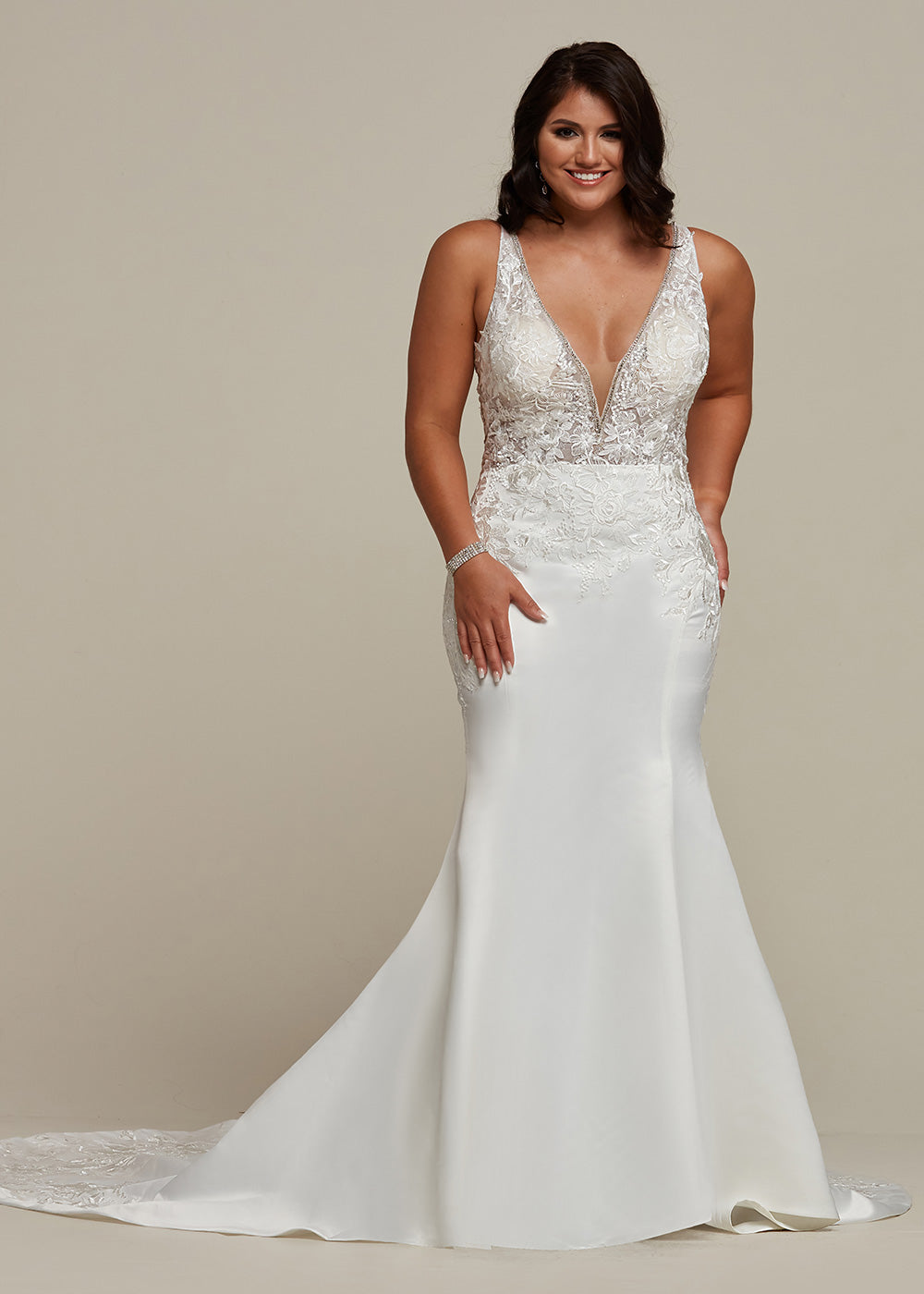 ivory satin mermaid wedding dress Jordyn