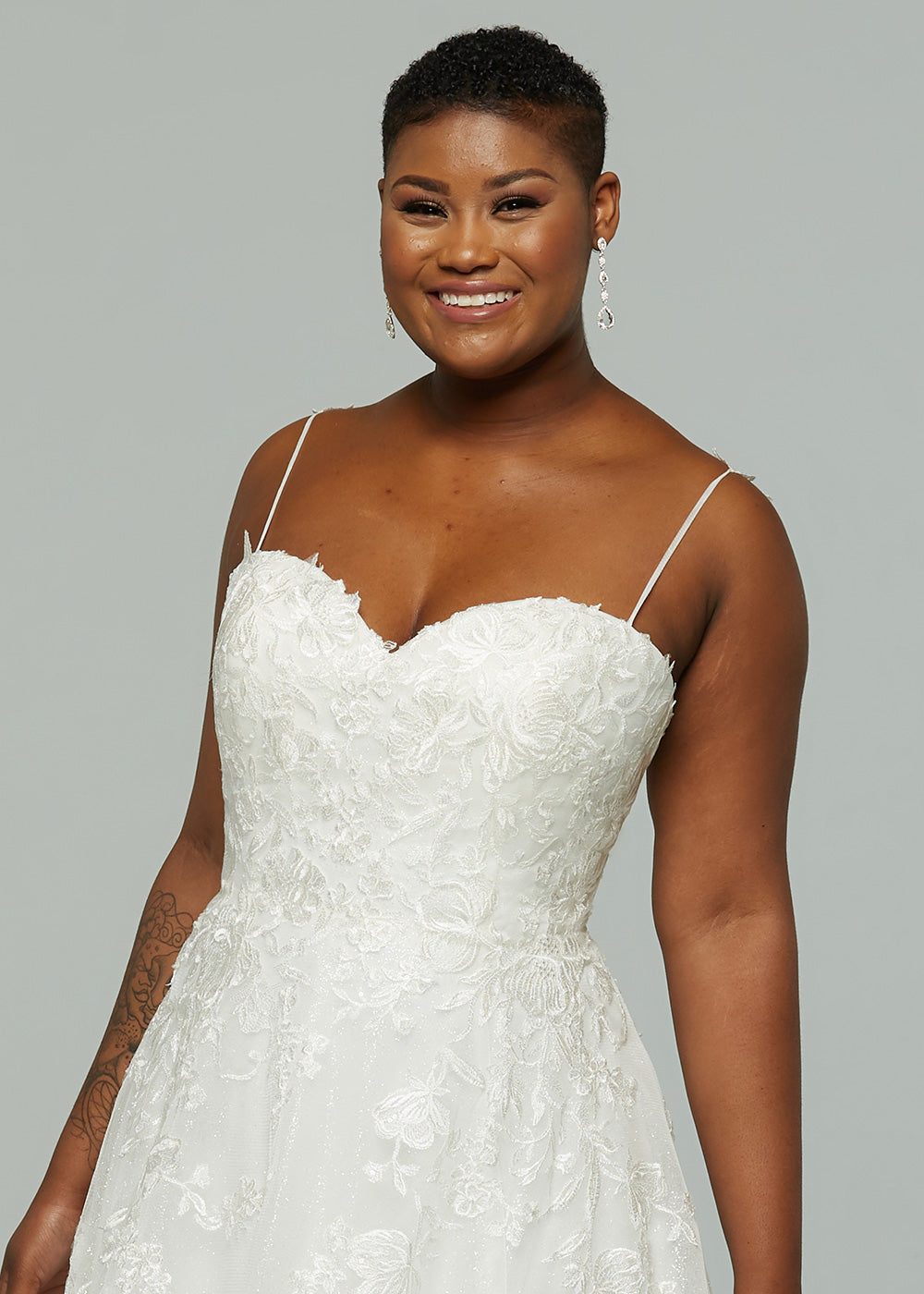 Esther-G Lace and Glitter Tulle A-Line Wedding Dress Ivory/Ivory Glitter / 28 Esther-G Lace and Glitter Tulle A-Line Wedding Dress Ivory/Ivory Glitter / 28