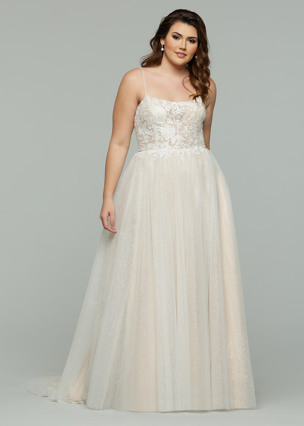 Demi-G Glitter Tulle A-Line Wedding Dress with Lace Ivory/Nude Glitter / 30 Demi-G Glitter Tulle A-Line Wedding Dress with Lace Ivory/Nude Glitter / 30