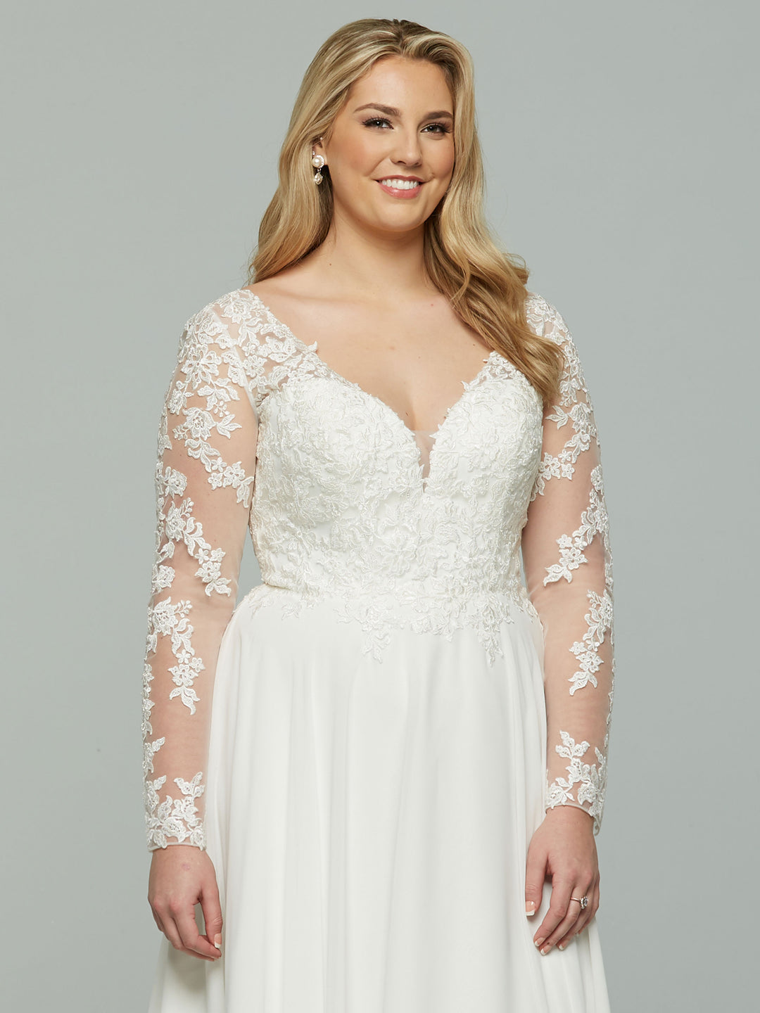 Francesca Ivory Chiffon Wedding Dress with Lace Ivory / 28 Francesca Ivory Chiffon Wedding Dress with Lace Ivory / 28