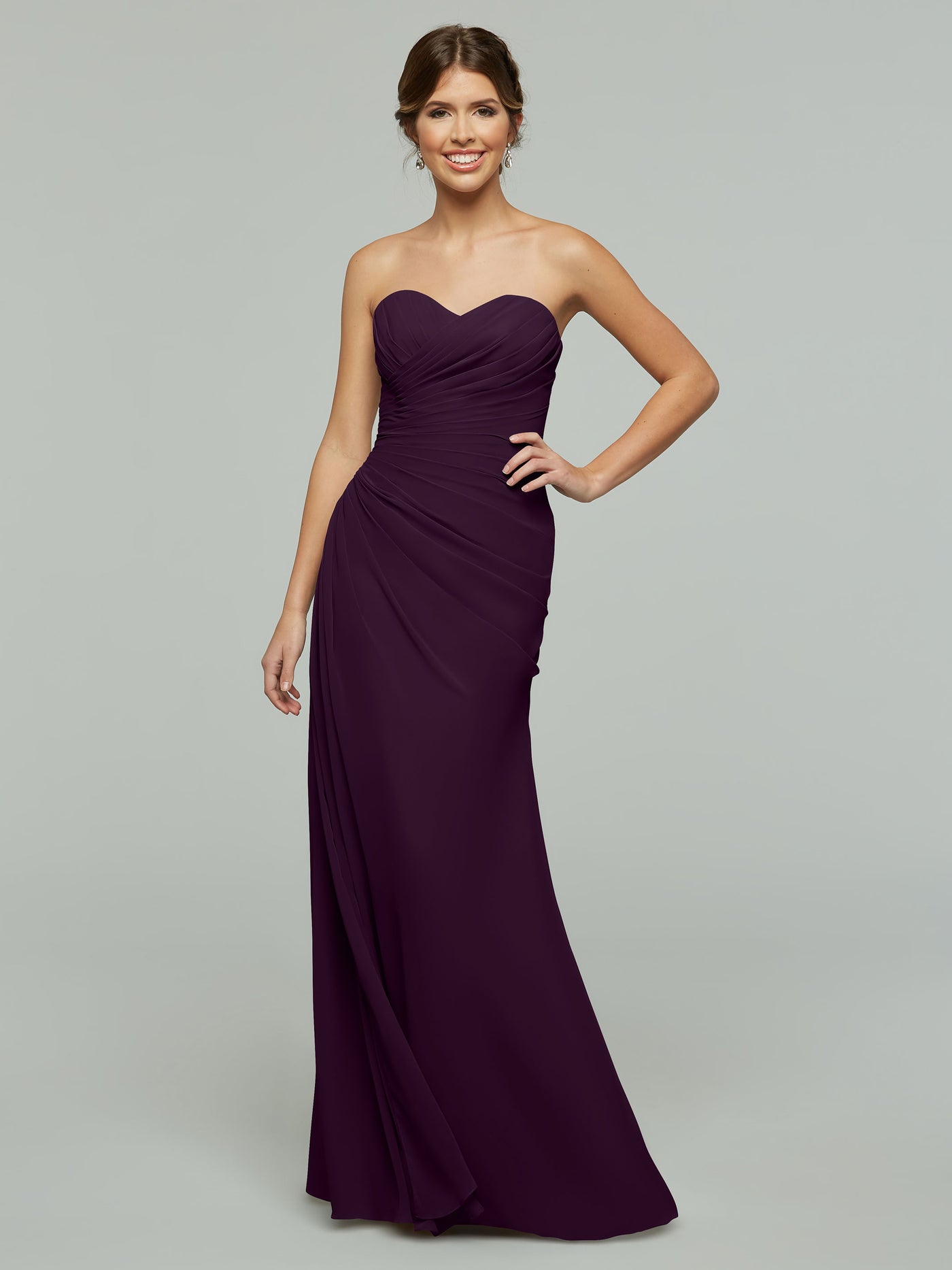 80028 - Strapless Sweetheart Chiffon Bridesmaid Dress with Ruching