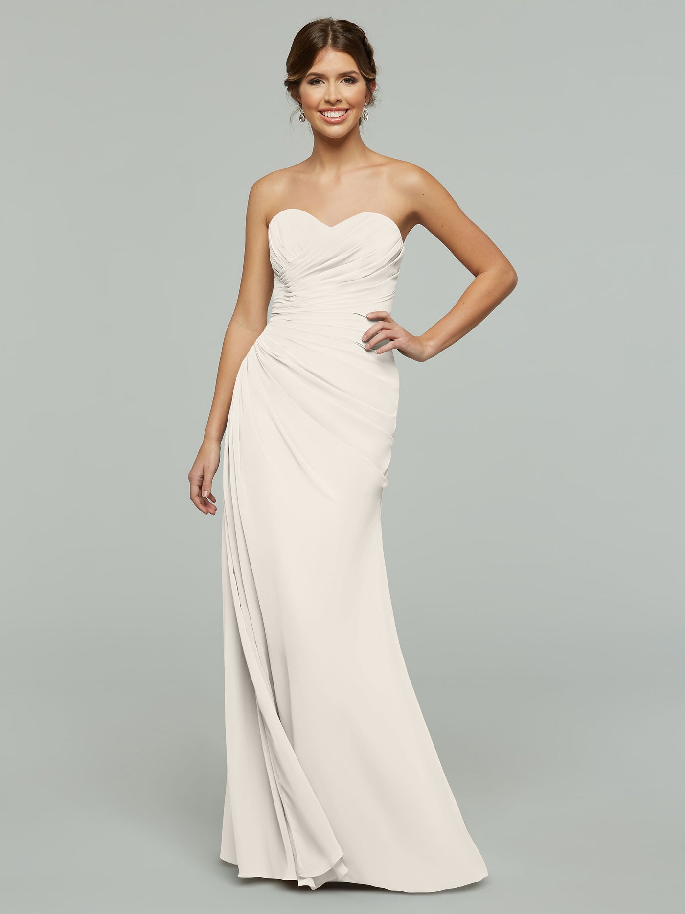 80028 - Strapless Sweetheart Chiffon Bridesmaid Dress with Ruching