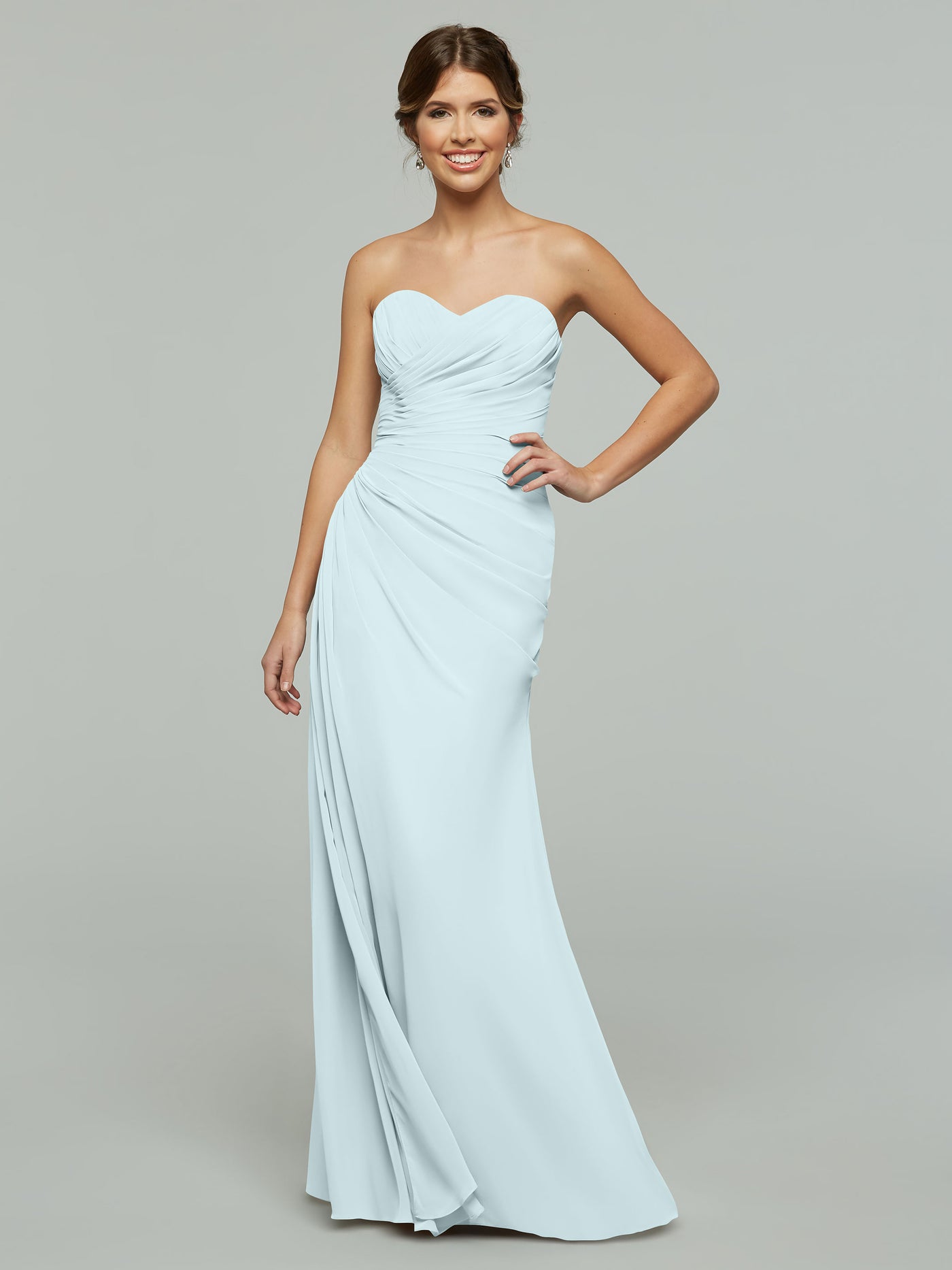 80028 - Strapless Sweetheart Chiffon Bridesmaid Dress with Ruching