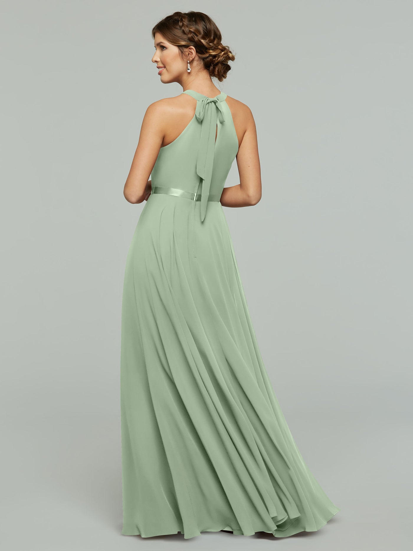 80038 - A-Line Chiffon Bridesmaid Dress with Halter Neckline