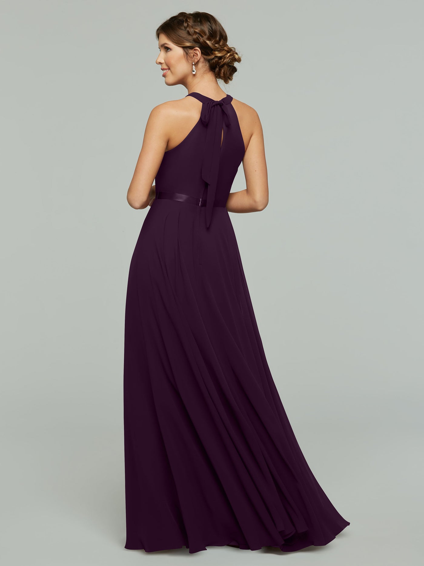 80038 - A-Line Chiffon Bridesmaid Dress with Halter Neckline