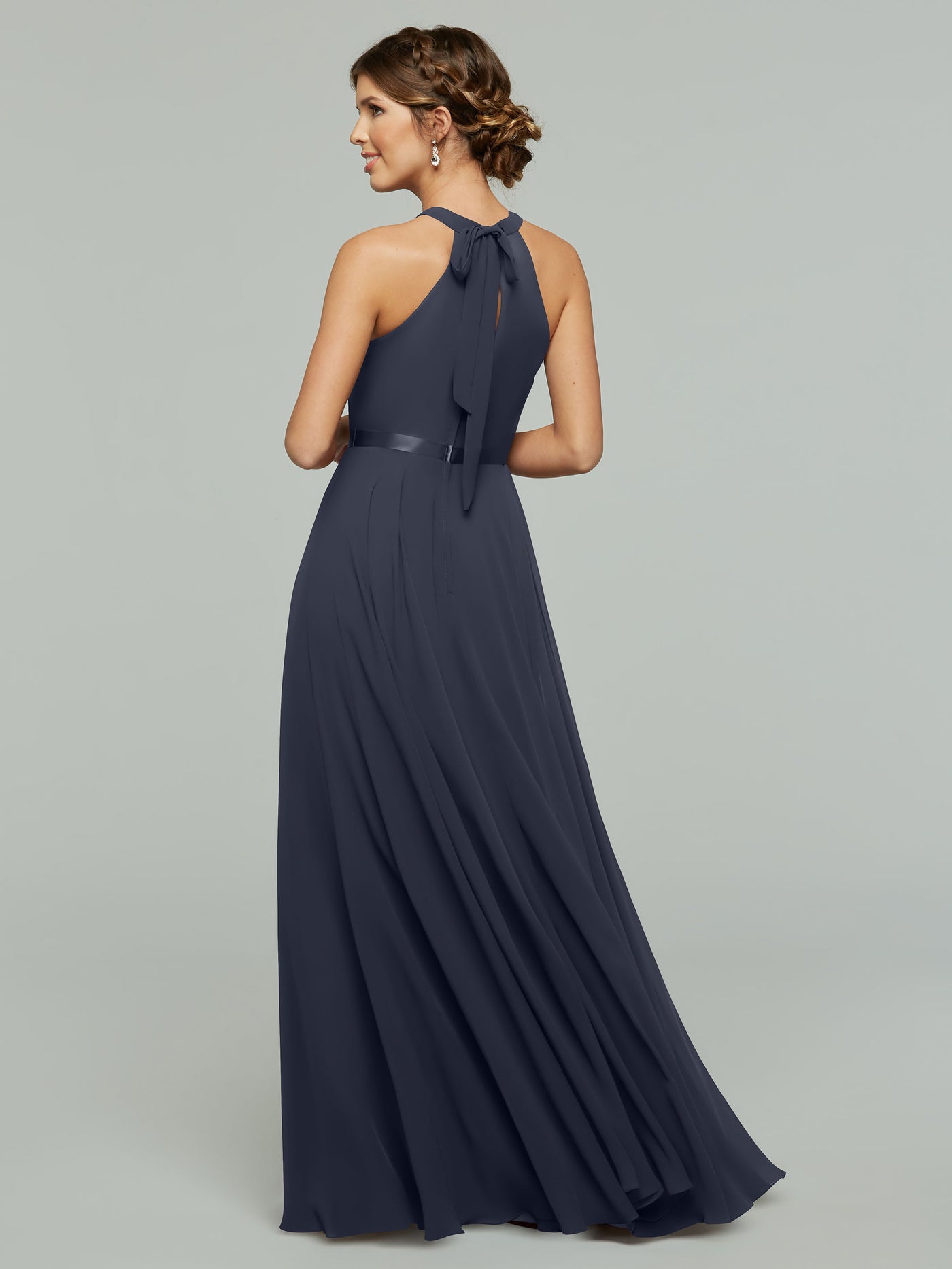 80038 - A-Line Chiffon Bridesmaid Dress with Halter Neckline